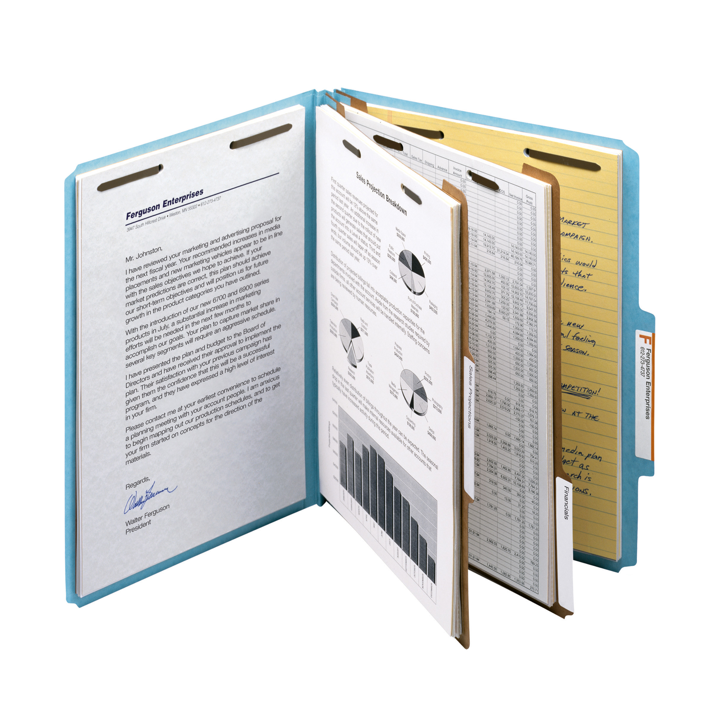 Smead 14021  100% Recycled Pressboard Classification File Folder, 2 Dividers, 2" Expansion, Letter Size, Blue, 10 per Box (14021)