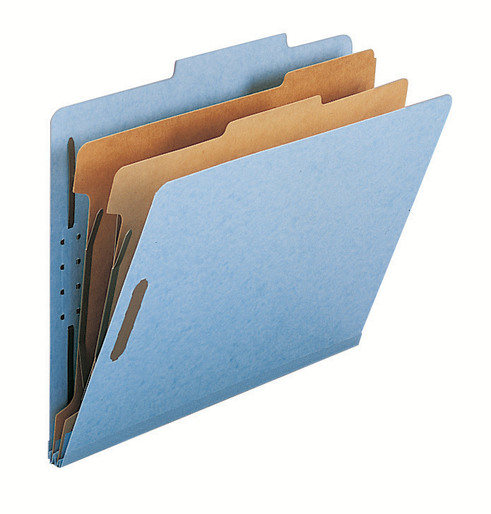 Smead 14021  100% Recycled Pressboard Classification File Folder, 2 Dividers, 2" Expansion, Letter Size, Blue, 10 per Box (14021)