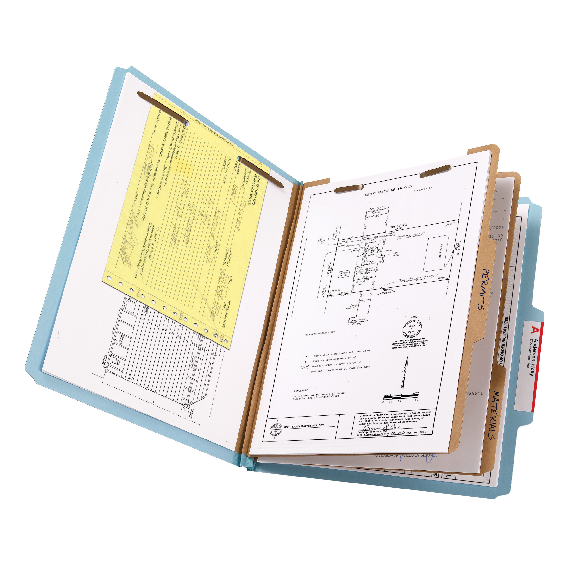 Smead 14021  100% Recycled Pressboard Classification File Folder, 2 Dividers, 2" Expansion, Letter Size, Blue, 10 per Box (14021)