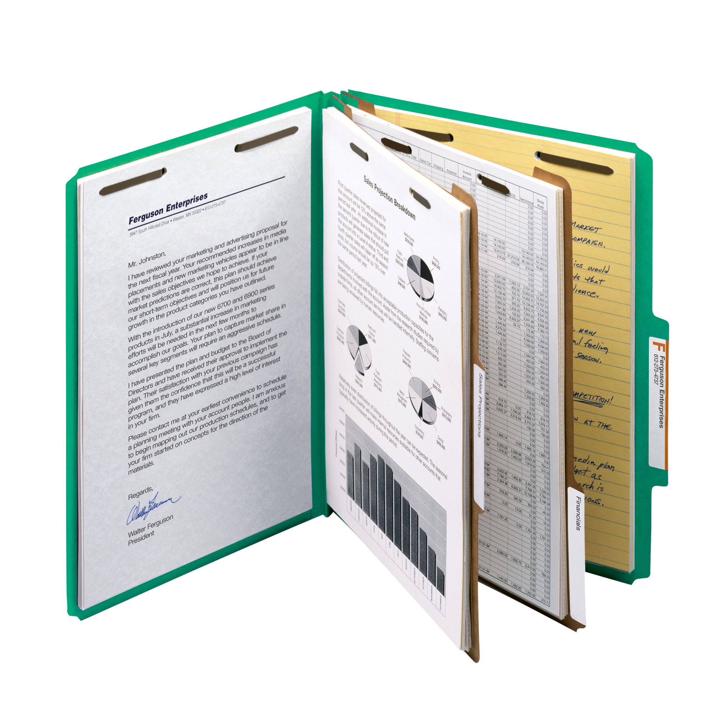 Smead 14063  100% Recycled Pressboard Classification Folder, 2 Dividers, 2" Expansion, Letter Size, Green,  50/Carton (14063)