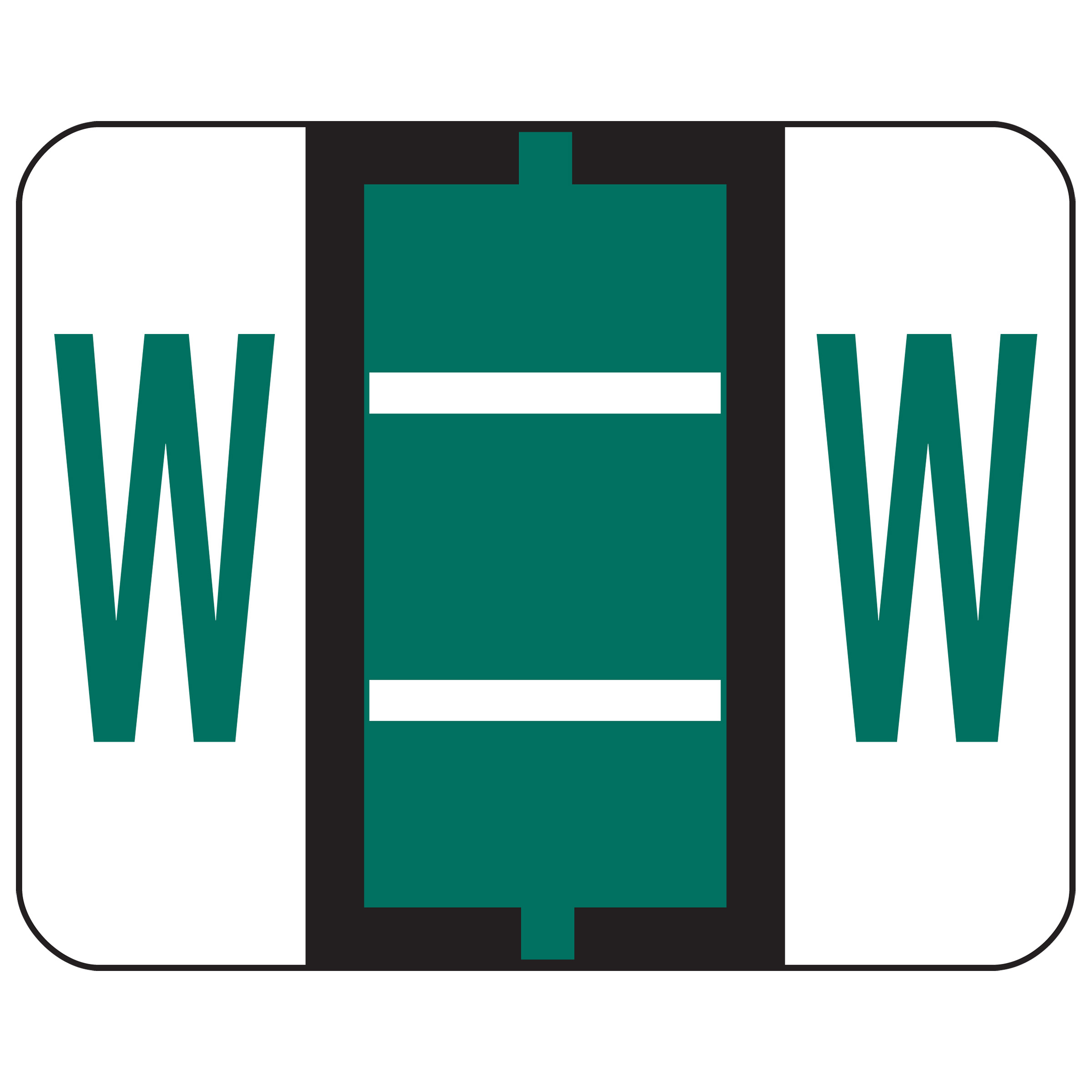 Smead 67093  BCCR Bar-Style Color-Coded Alphabetic Label, W, Label Roll, Dark Green, 500 labels per Roll, (67093)