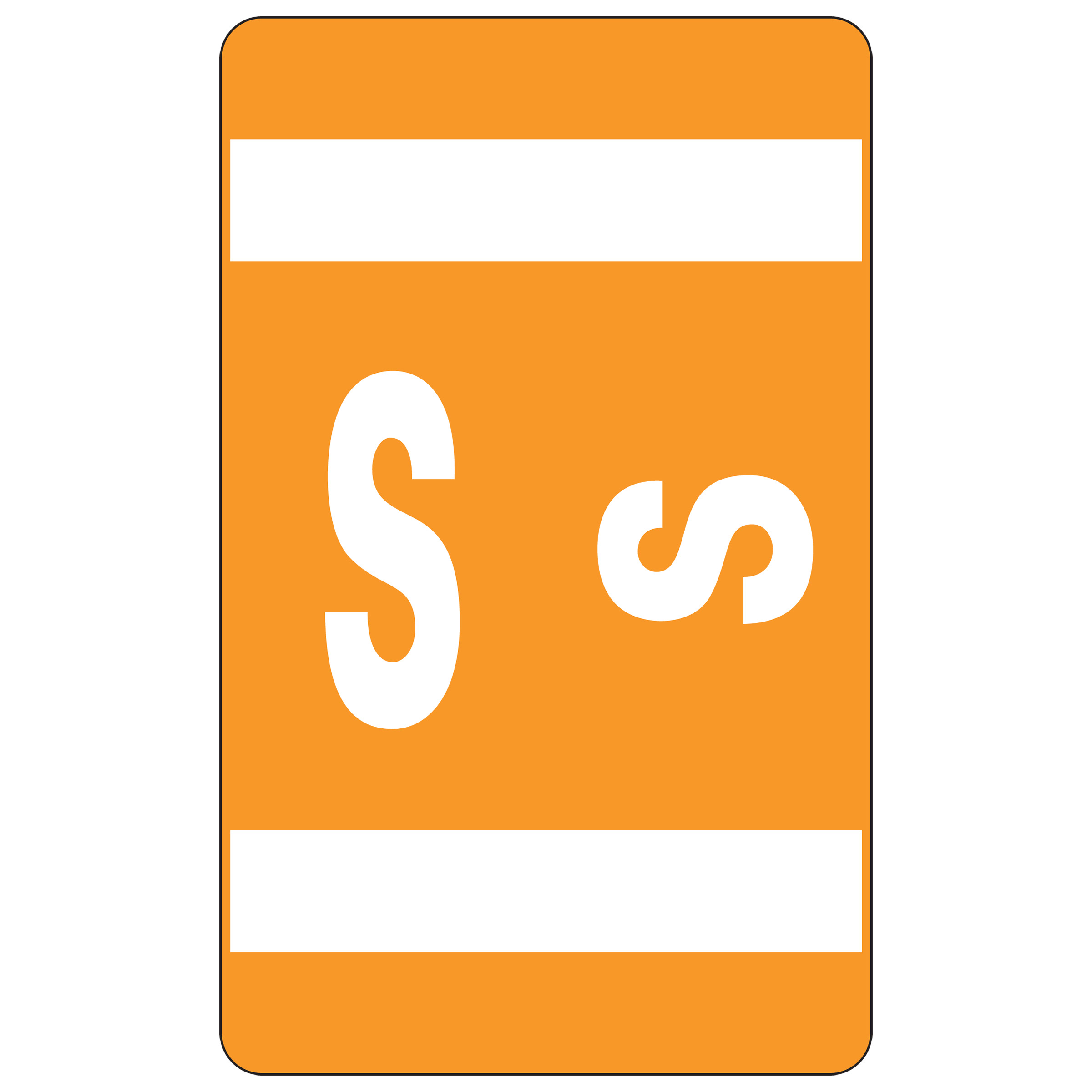 Smead 67189  AlphaZ ACCS Color-Coded Alphabetic Label, S, Orange, 100 labels per Pack (67189) - 5 Packs - Total of 500 labels