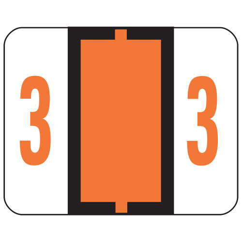 Smead 67373  BCCRN Bar-Style Color-Coded Numeric Label, 3, Label Roll, Dark Orange, 500 labels per Roll (67373)