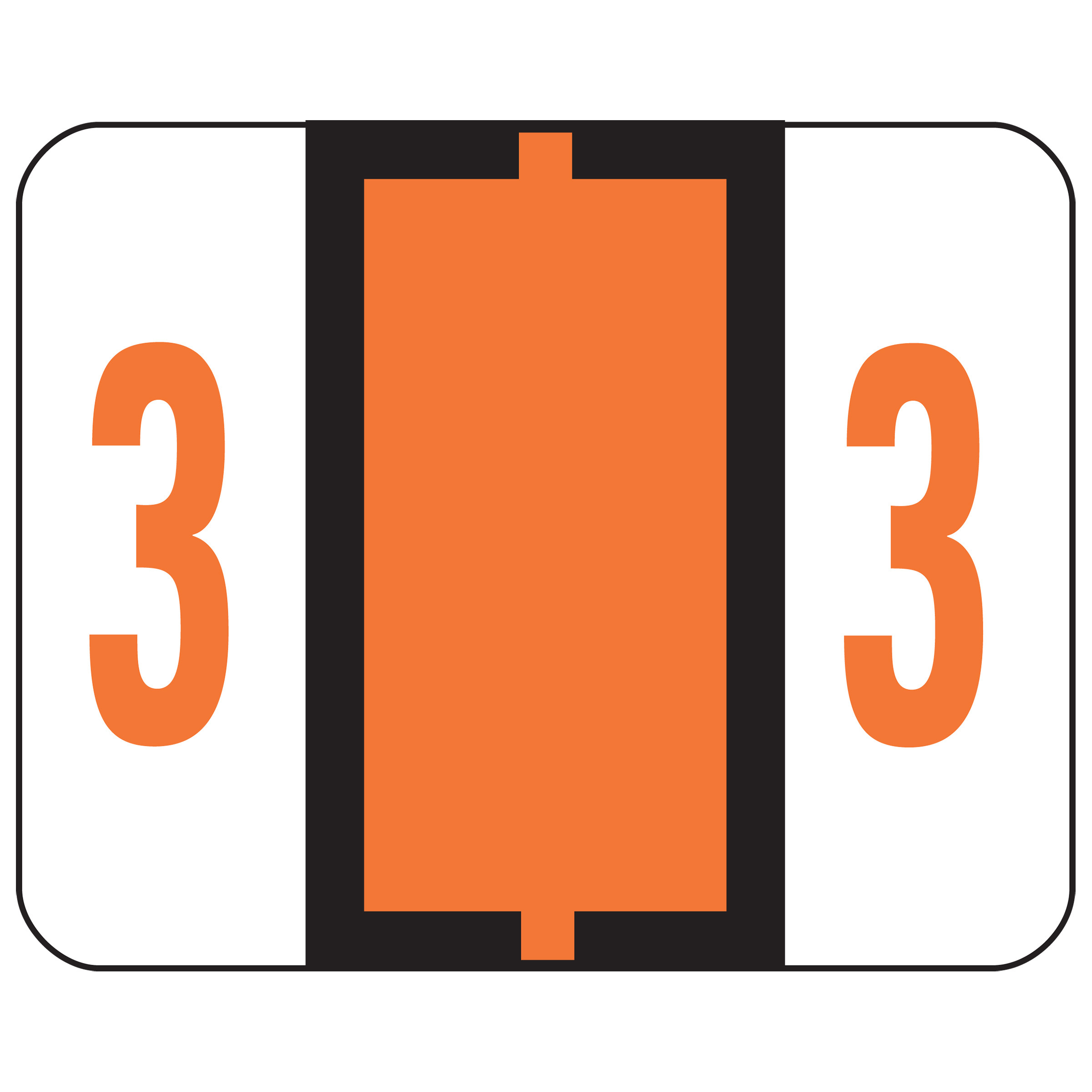 Smead 67373  BCCRN Bar-Style Color-Coded Numeric Label, 3, Label Roll, Dark Orange, 500 labels per Roll (67373)