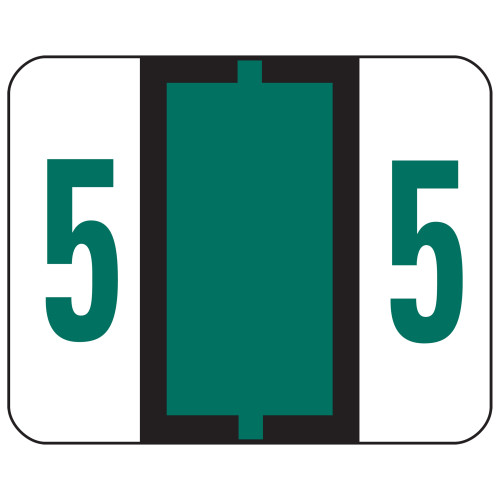 Smead 67375  BCCRN Bar-Style Color-Coded Numeric Label, 5, Label Roll, Dark Green, 500 labels per Roll (67375)