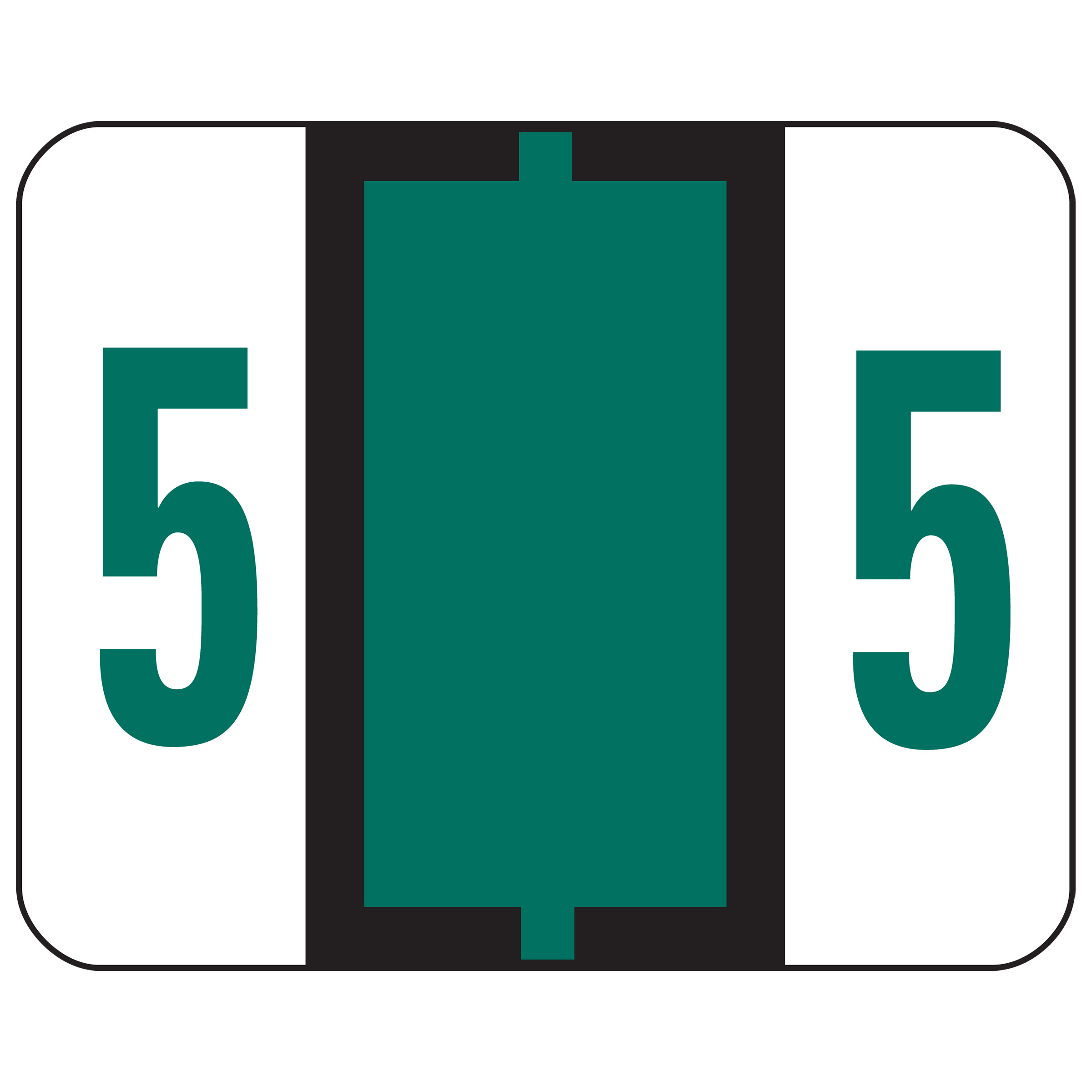 Smead 67375  BCCRN Bar-Style Color-Coded Numeric Label, 5, Label Roll, Dark Green, 500 labels per Roll (67375)