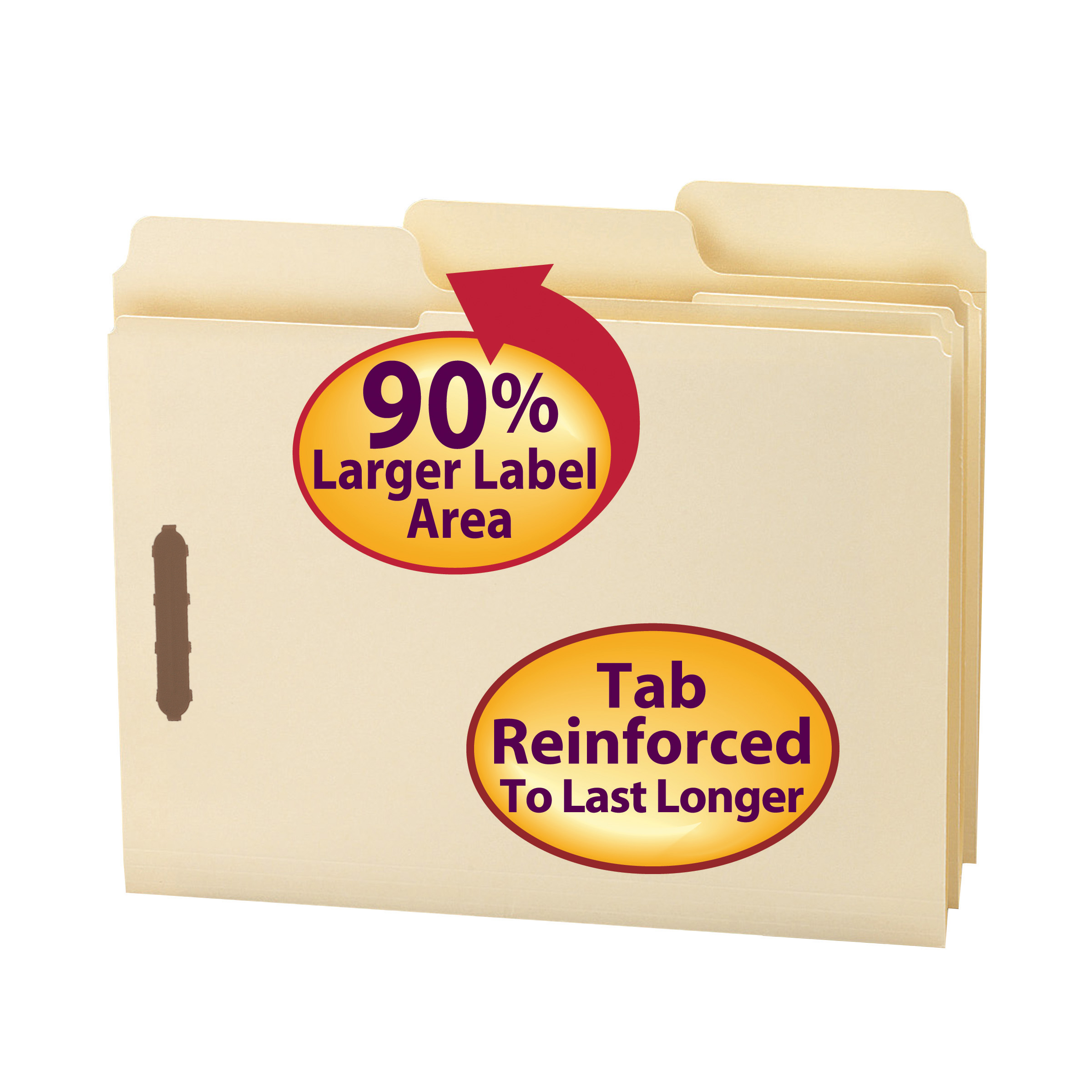 Smead 14535  SuperTab Fastener File Folders, 2 Fastener, Oversized Reinforced 1/3- Cut Tab, Letter Size, Manila (14535)