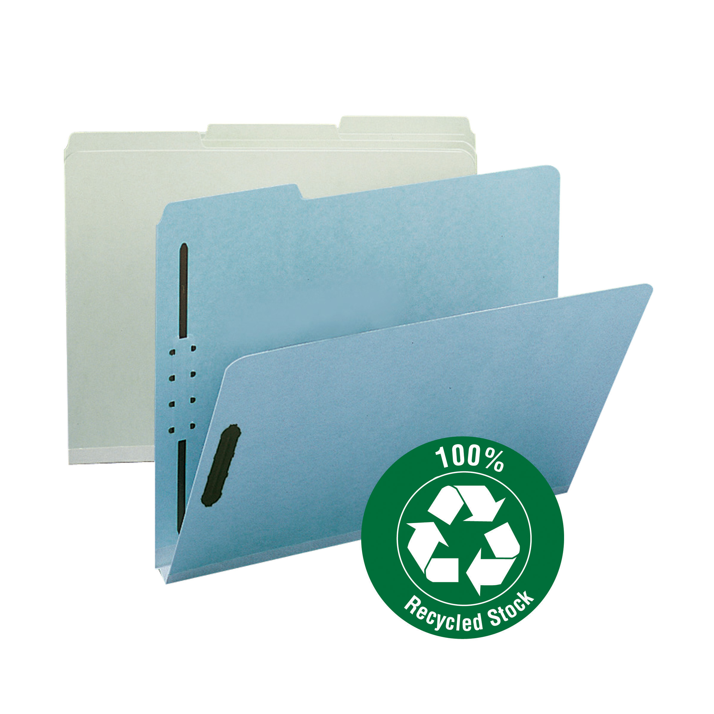 Smead 15000  100% Recycled Pressboard Fastener File Folder, 1/3-Cut Tab, 1" Expansion, Letter Size, Blue, 25 per Box (15000)