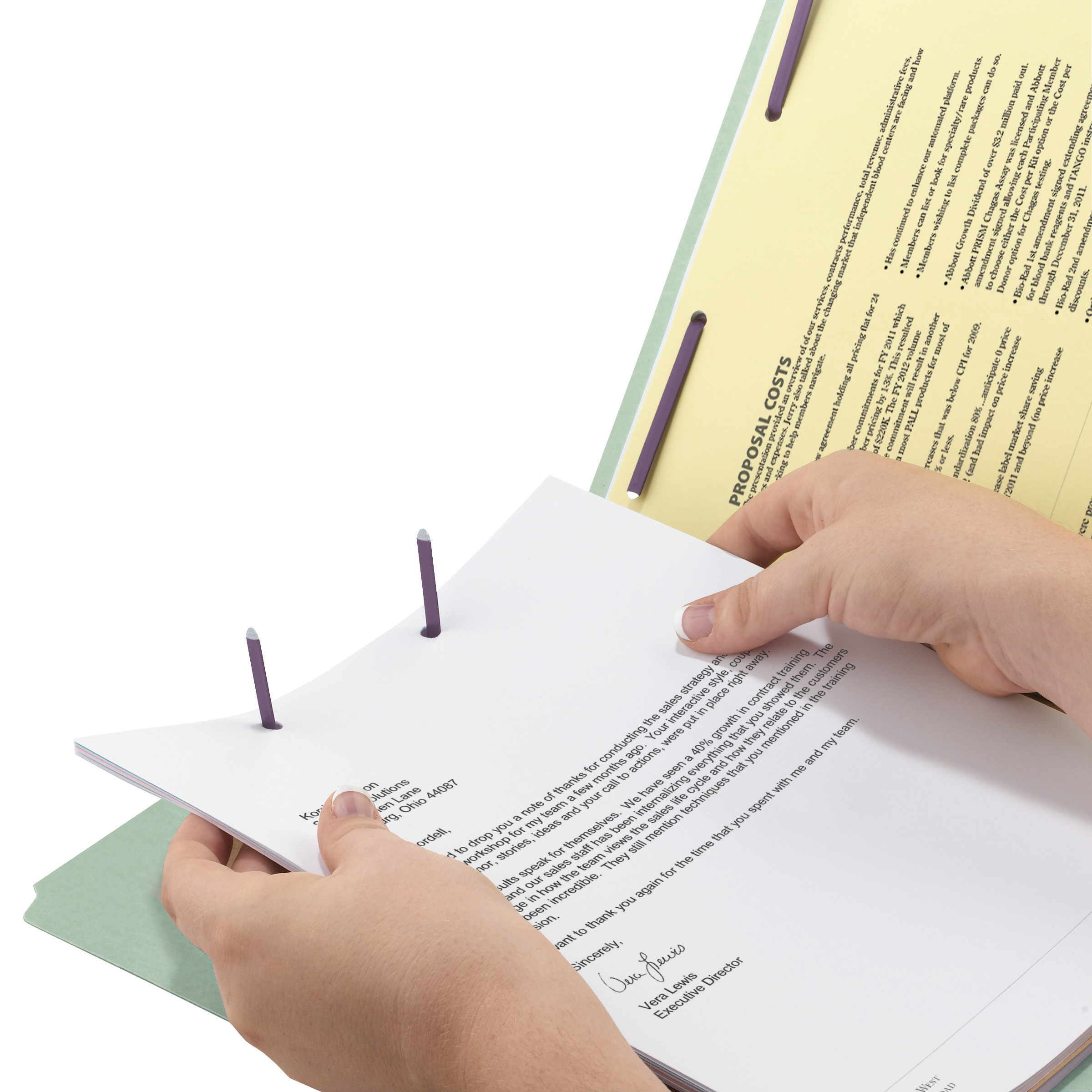 Smead 15003  100% Recycled Pressboard Fastener File Folder, 1/3-Cut Tab, 1" Expansion, Letter Size, Gray/Green, 25 per Box (15003)