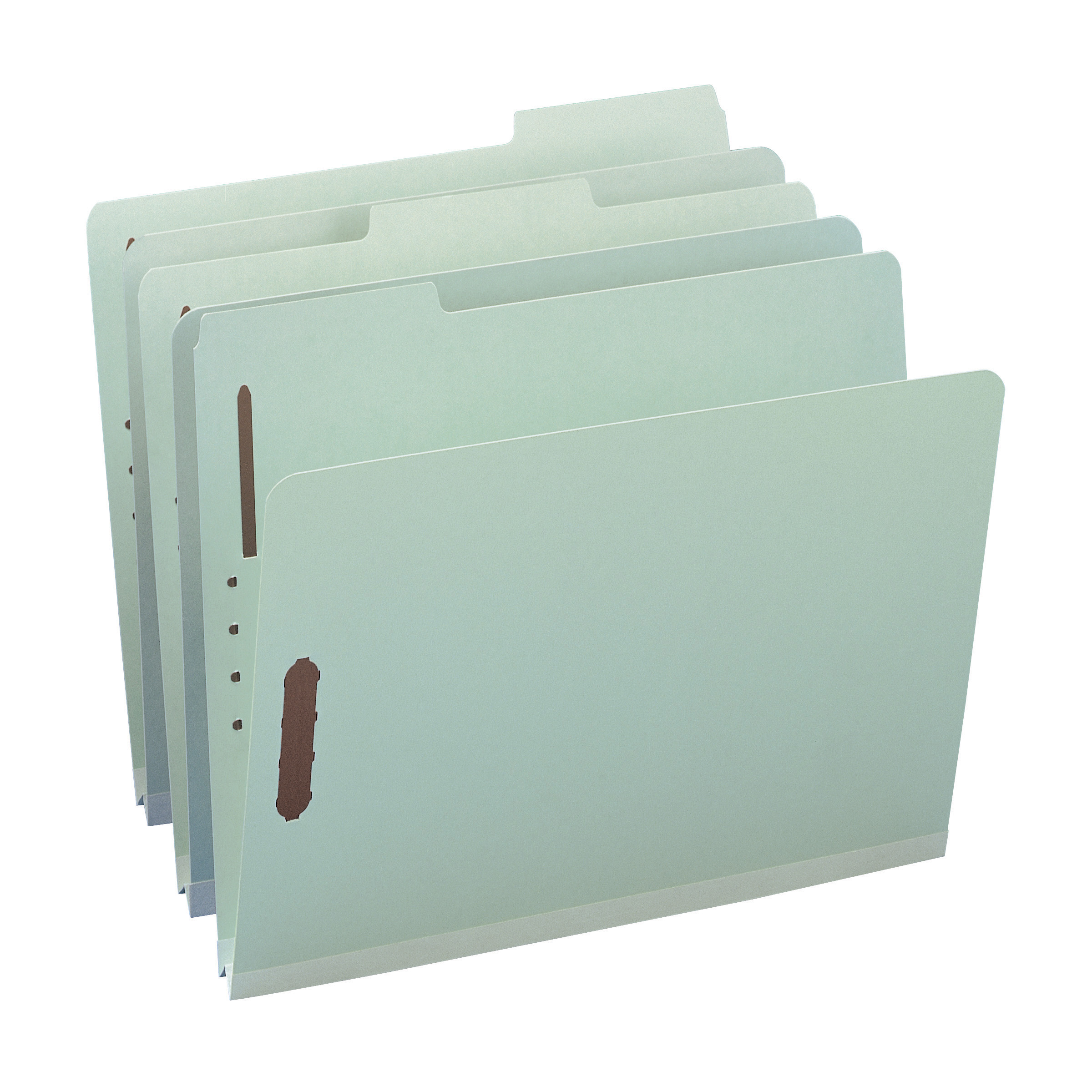 Smead 15003  100% Recycled Pressboard Fastener File Folder, 1/3-Cut Tab, 1" Expansion, Letter Size, Gray/Green, 25 per Box (15003)