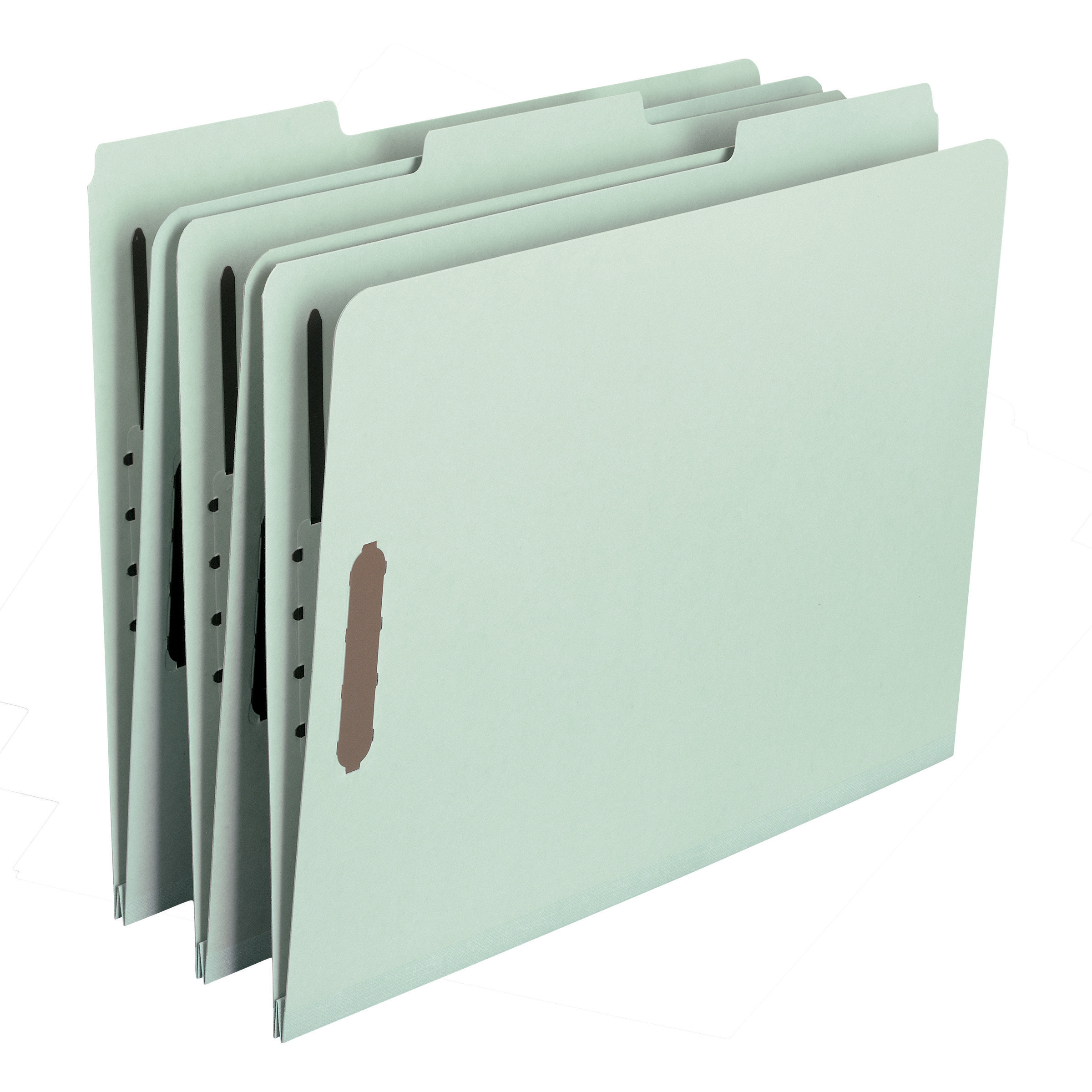 Smead 15003  100% Recycled Pressboard Fastener File Folder, 1/3-Cut Tab, 1" Expansion, Letter Size, Gray/Green, 25 per Box (15003)