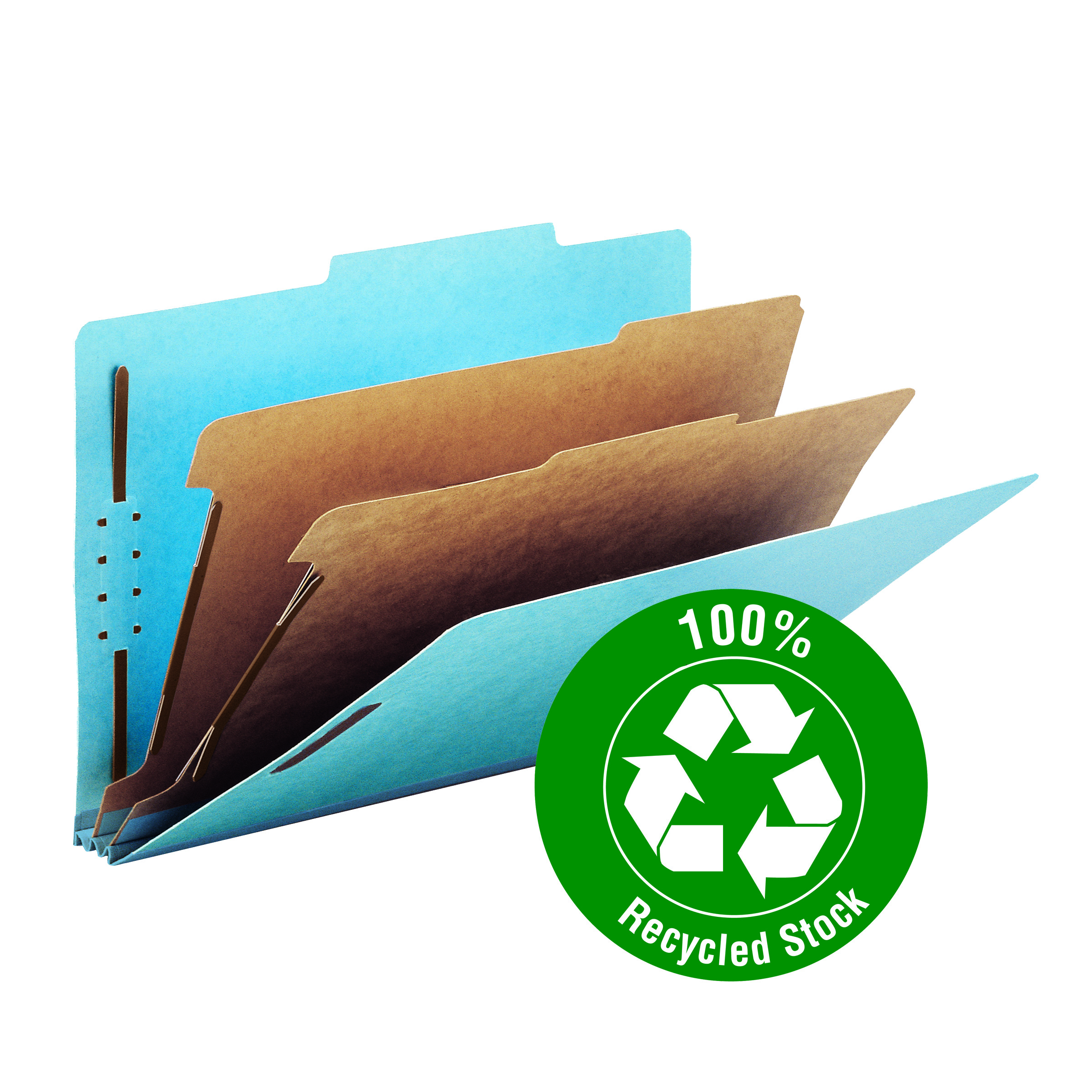 Smead 19021  100% Recycled Pressboard Classification File Folder, 2 Dividers, 2" Expansion, Legal Size, Blue, 10 per Box (19021)