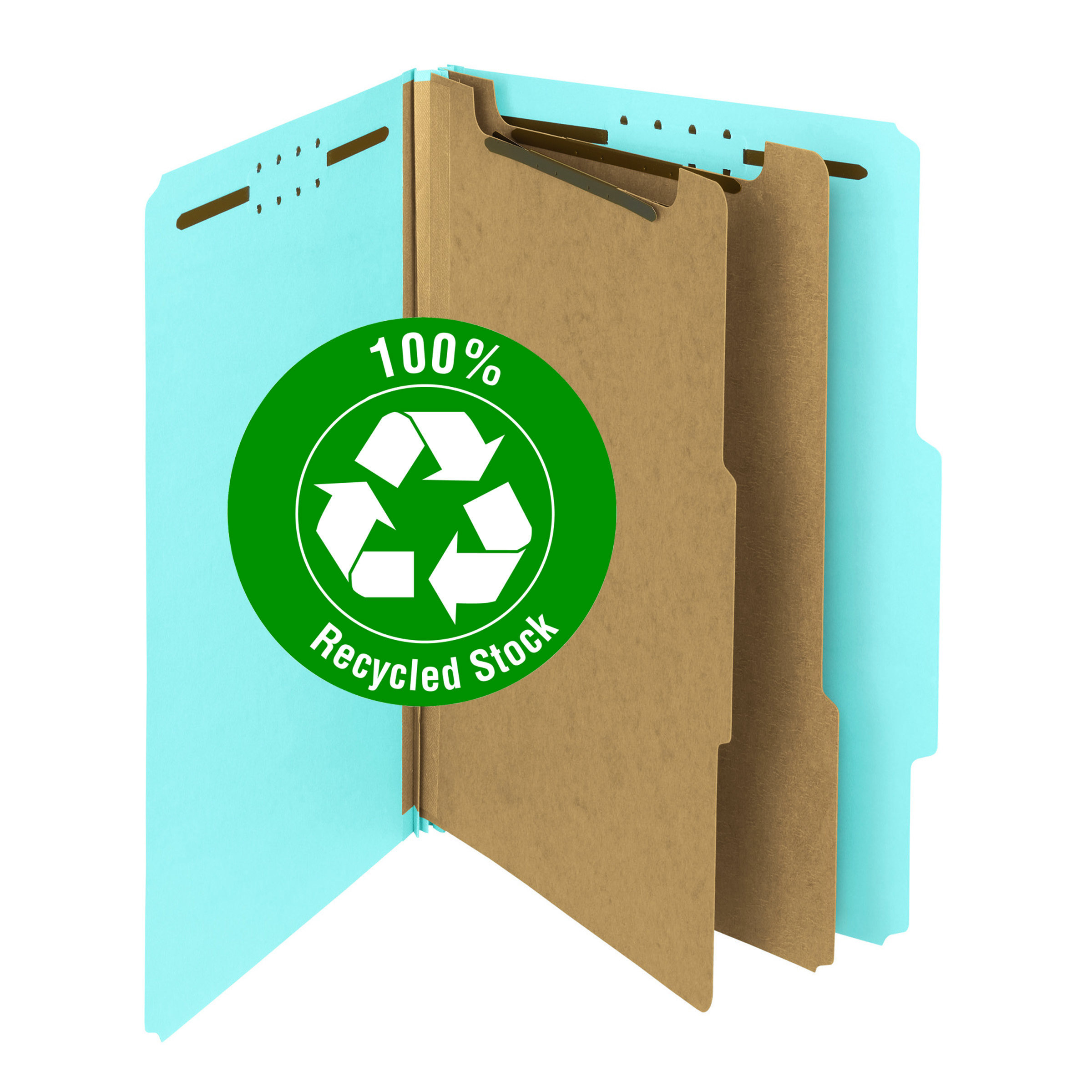 Smead 19021  100% Recycled Pressboard Classification File Folder, 2 Dividers, 2" Expansion, Legal Size, Blue, 10 per Box (19021)