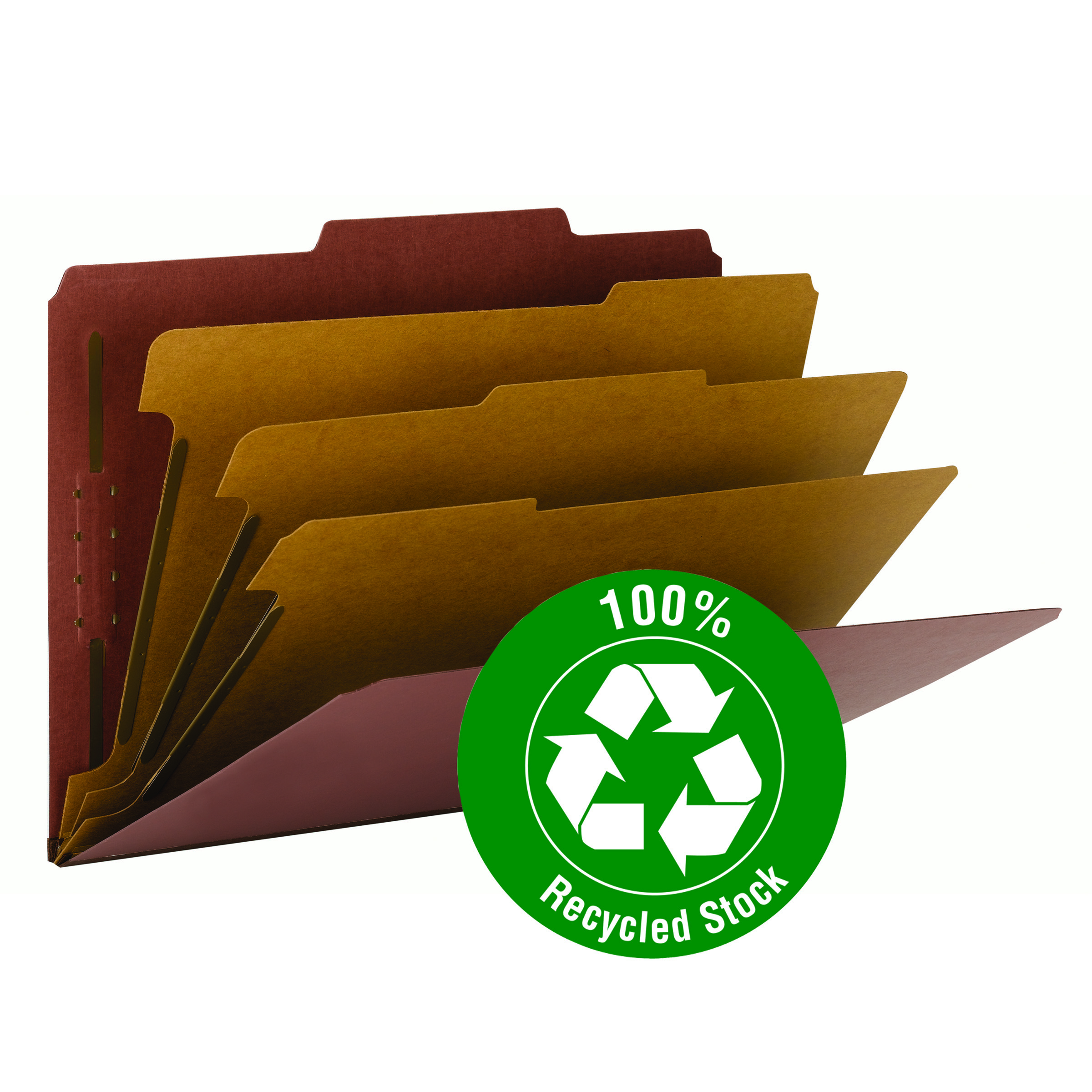 Smead 19099  100% Recycled Pressboard Classification File Folder, 3 Dividers, 3" Expansion, Legal Size, Red, 10 per Box (19099)