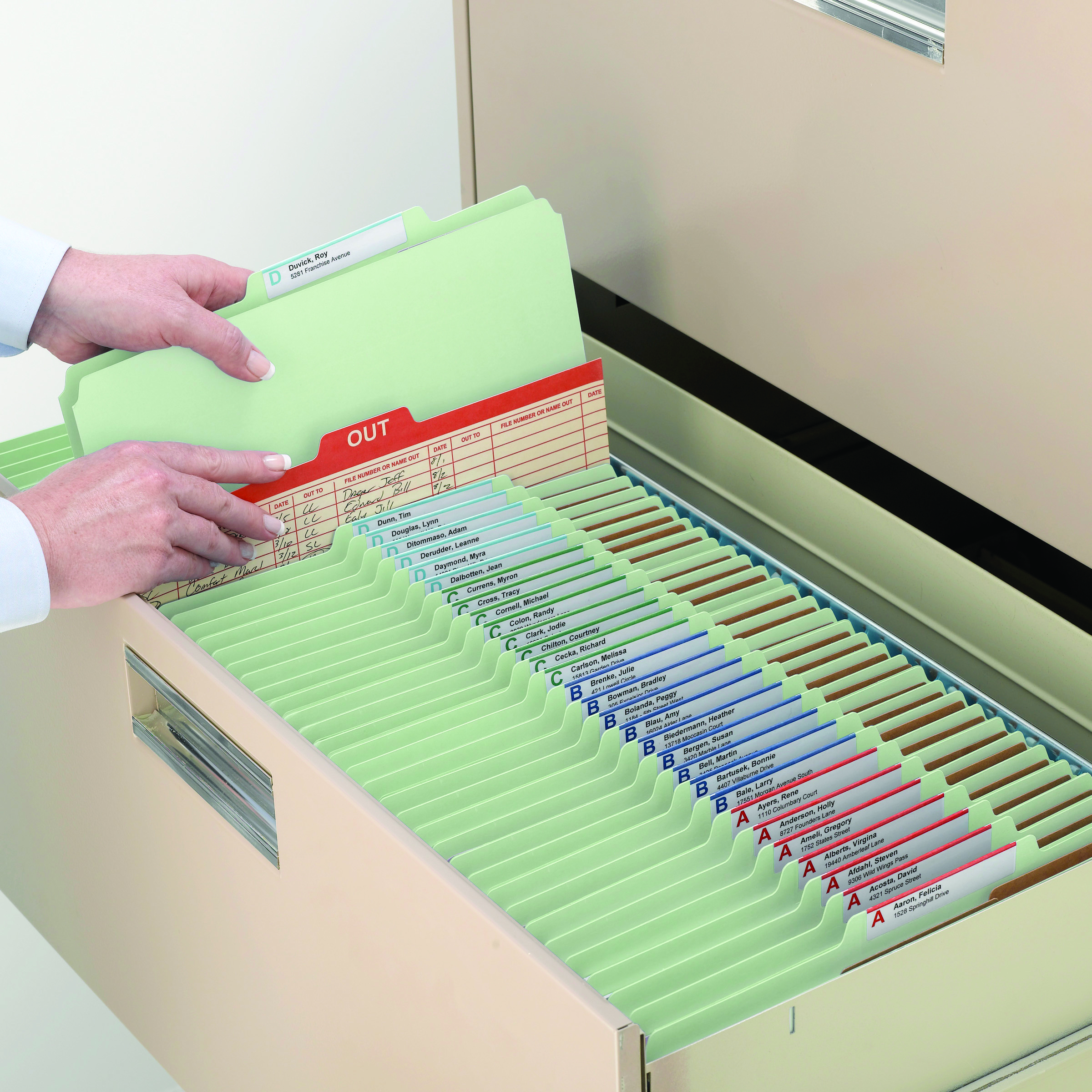 Smead 19215  Pressboard Classification File Folder with SafeSHIELD Fasteners, 2 Dividers, 2" Expansion, Legal Size, Gray/Green, 10 per Box (19215)