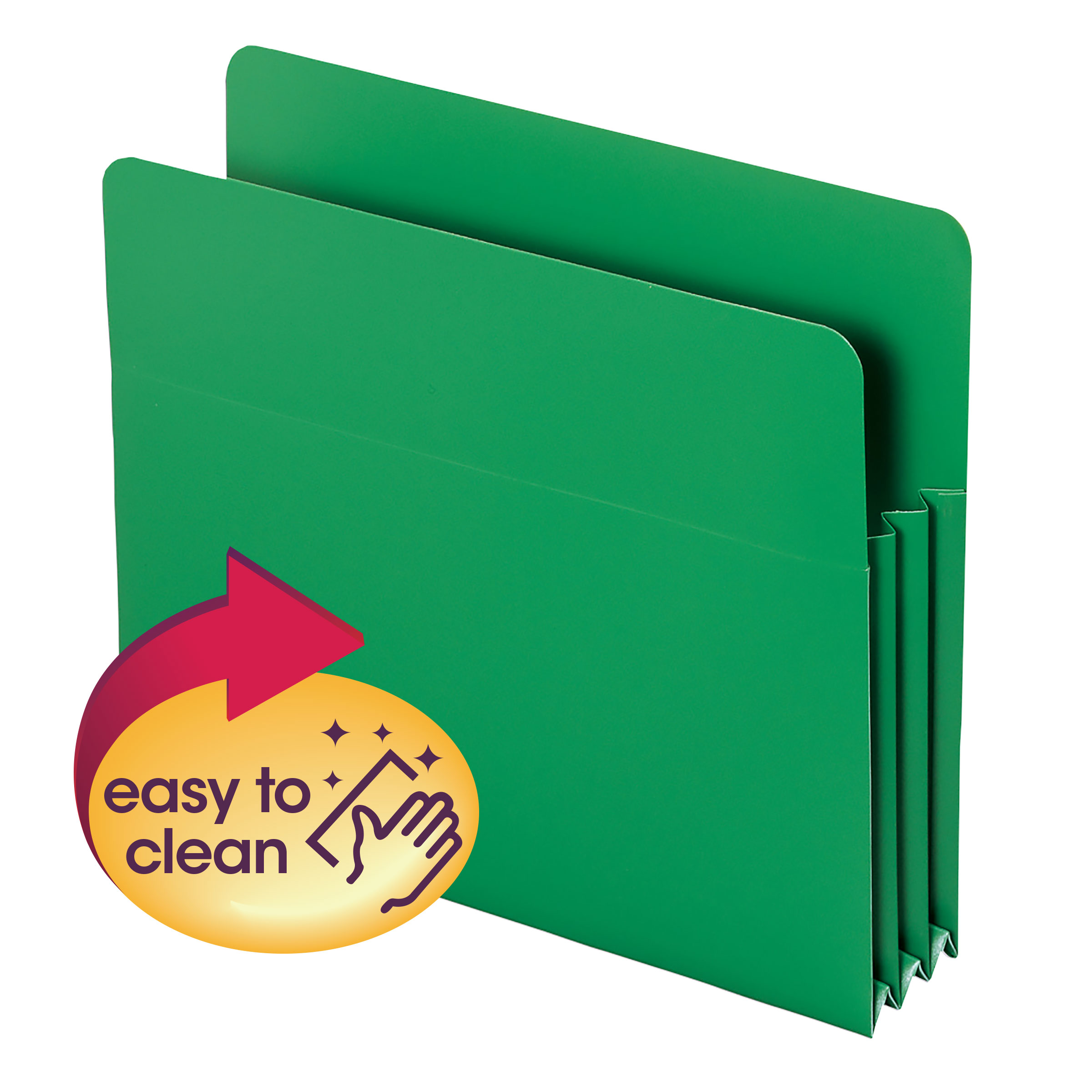 Smead 73502  Poly File Pocket, Straight-Cut Tab, 3-1/2" Expansion, Letter Size, Green (73502)