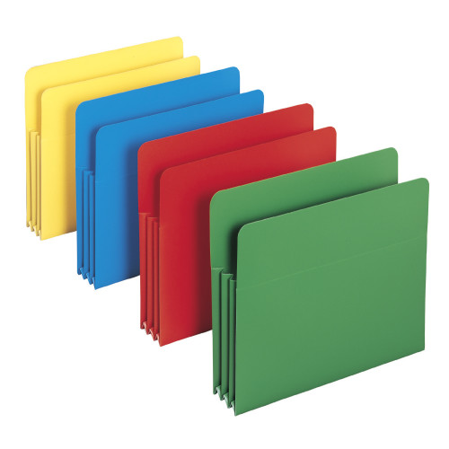 Smead Poly File Pocket, Straight-Cut Tab, 3-1/2" Expansion, Legal Size, Assorted Colors (73550) - 10 Packs