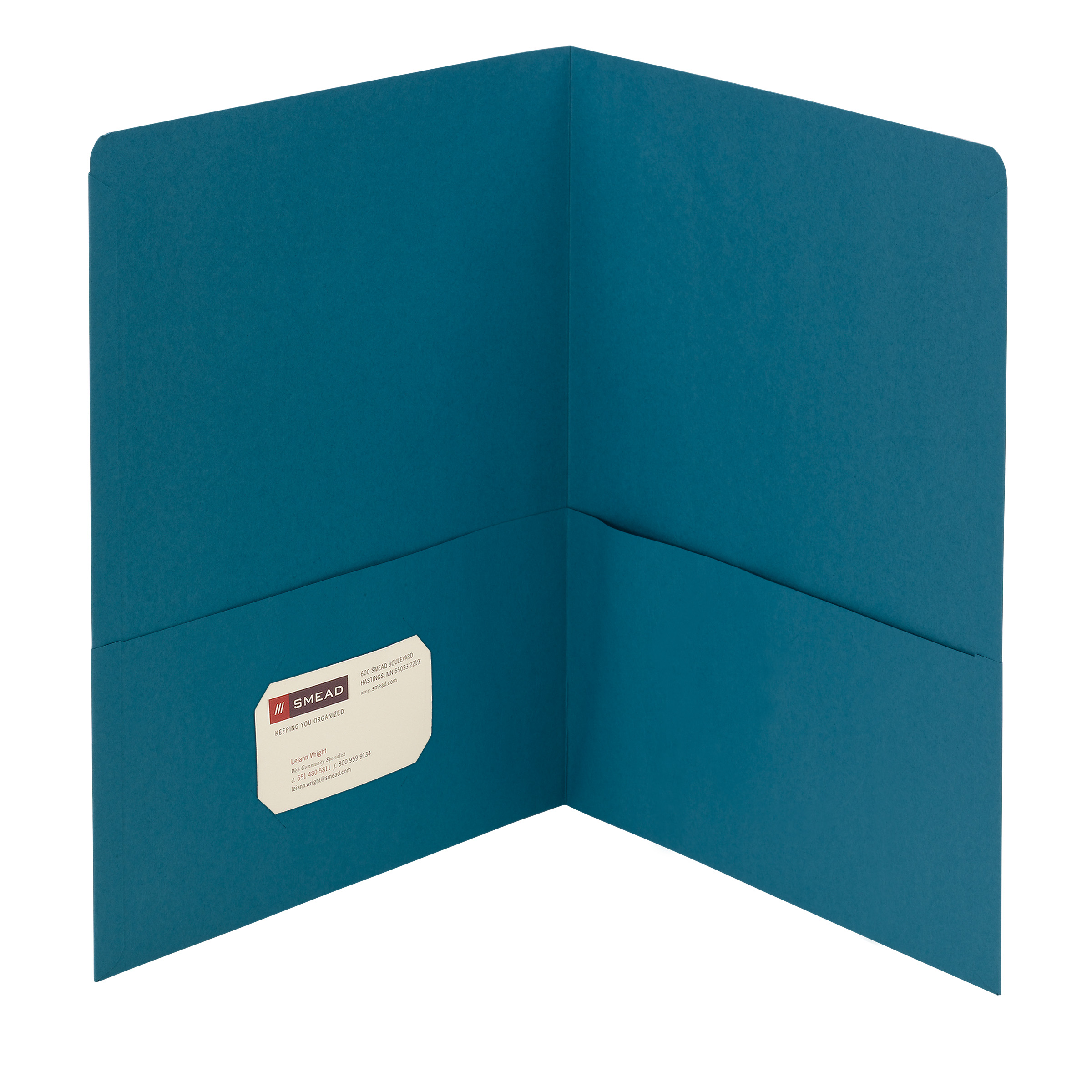 Smead 87867  Two-Pocket Heavyweight Folder, Up to 100 Sheets, Letter Size, Teal, 25 per Box (87867)