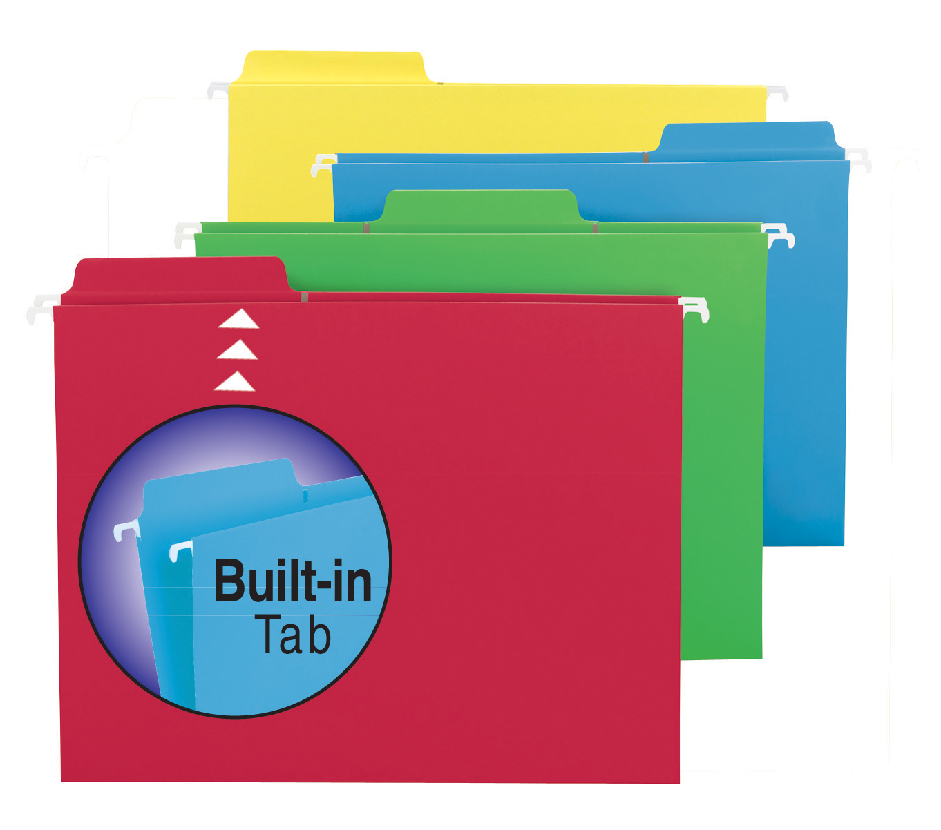 Smead 64096  FasTab Hanging File Folder, 1/3-Cut Built-In Tab, Letter Size, Red, 20 per Box (64096)