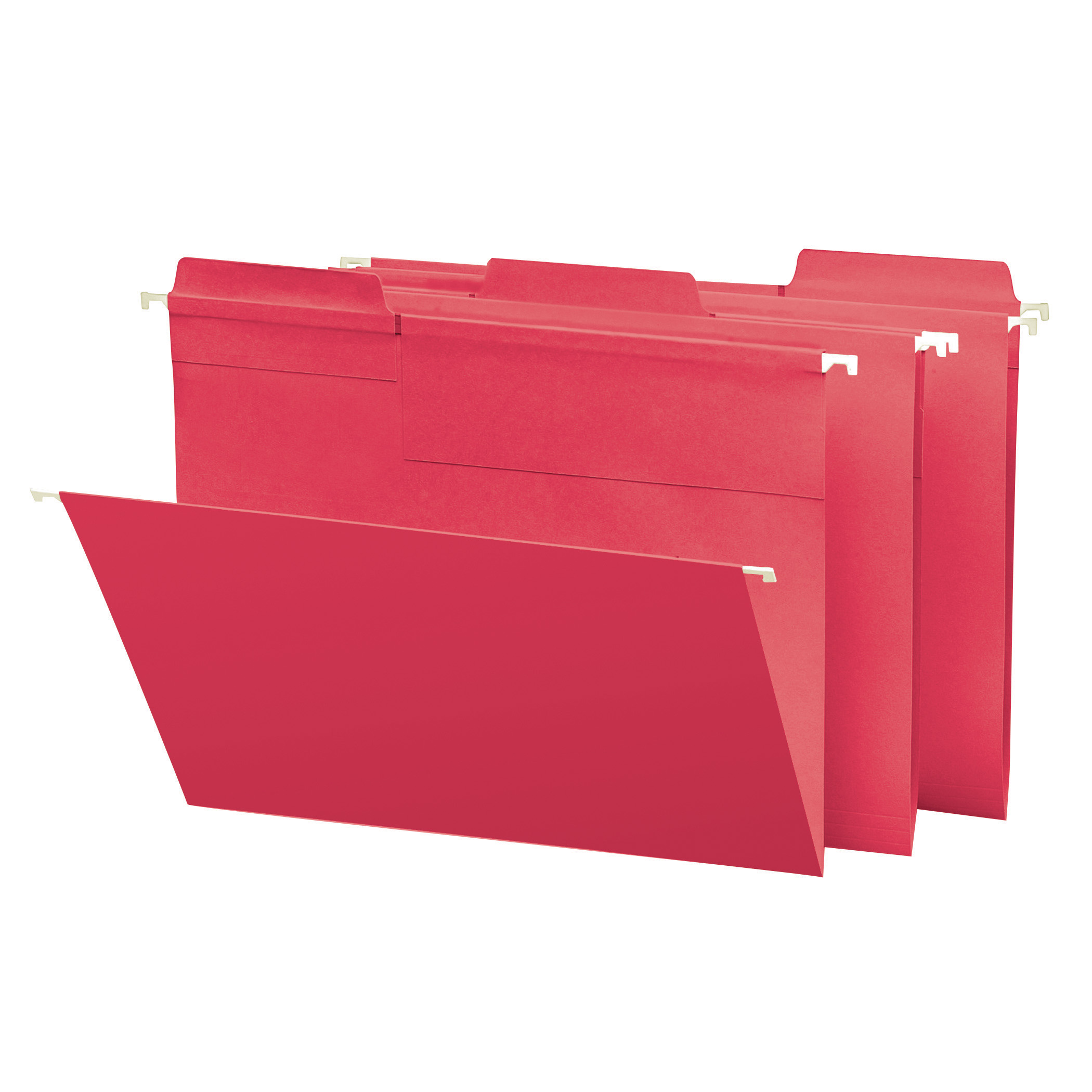 Smead 64096  FasTab Hanging File Folder, 1/3-Cut Built-In Tab, Letter Size, Red, 20 per Box (64096)