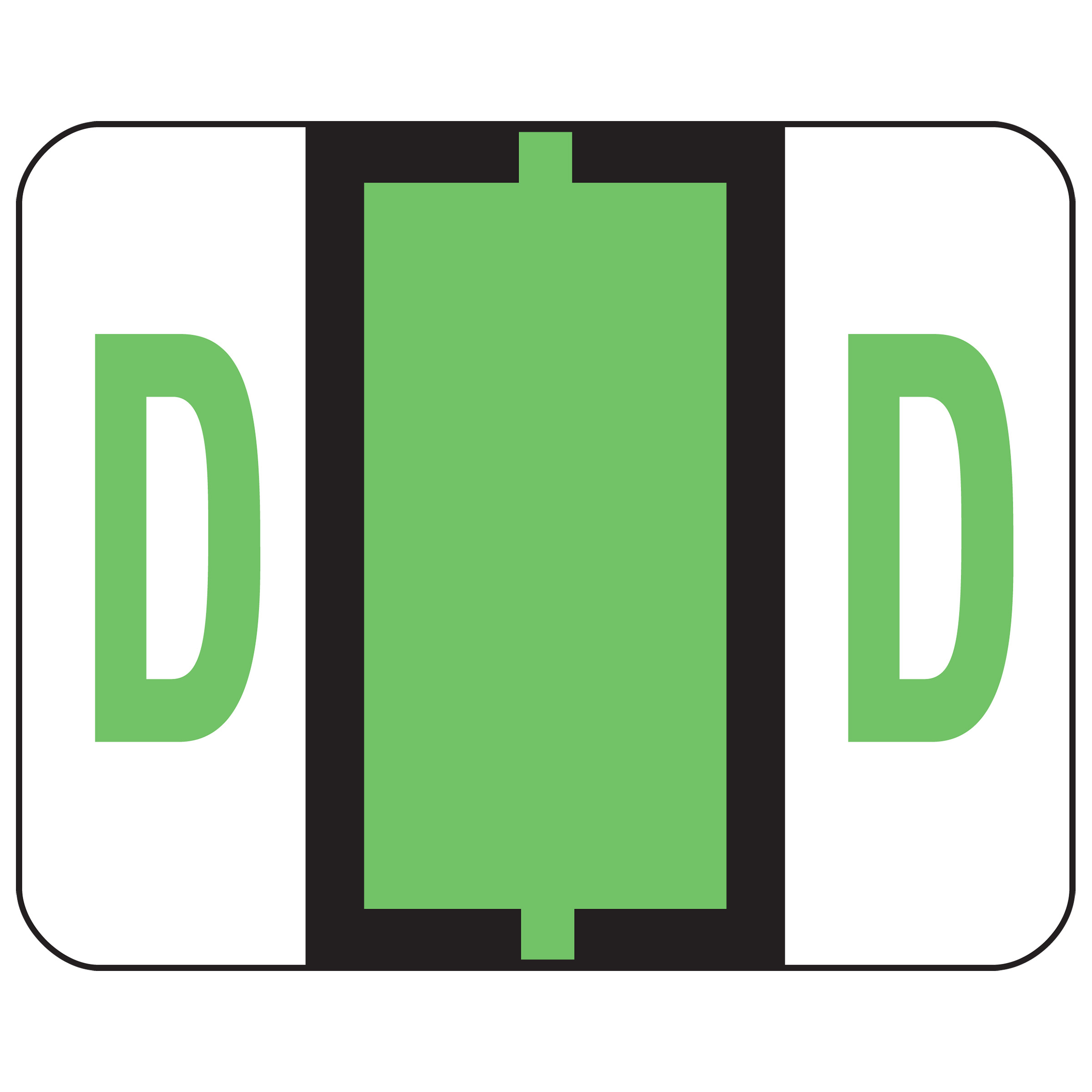 Smead 67074  BCCR Bar-Style Color-Coded Alphabetic Label, D, Label Roll, Light Green, 500 labels per Roll, (67074)