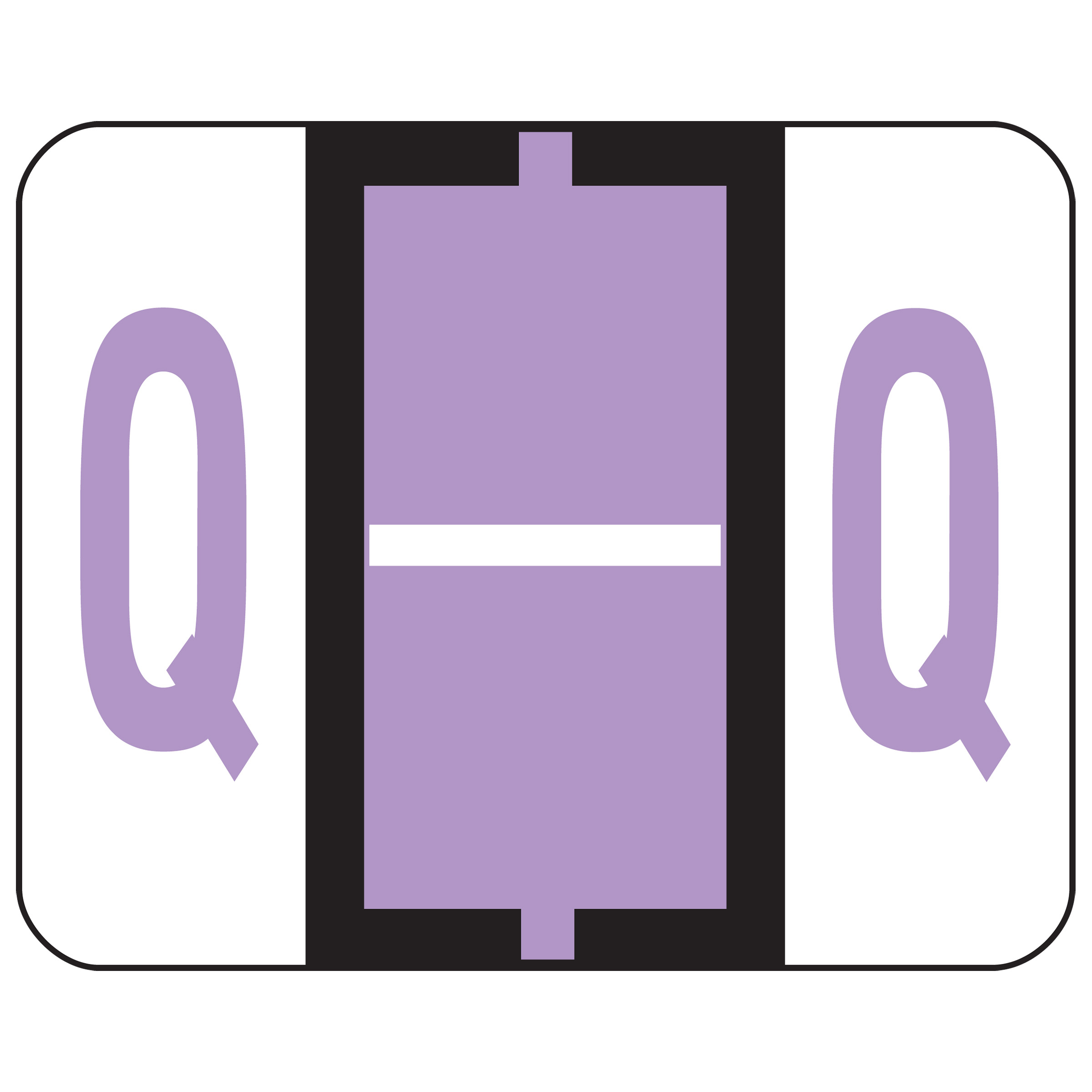 Smead 67087  BCCR Bar-Style Color-Coded Alphabetic Label, Q, Label Roll, Lavender, 500 labels per Roll, (67087)