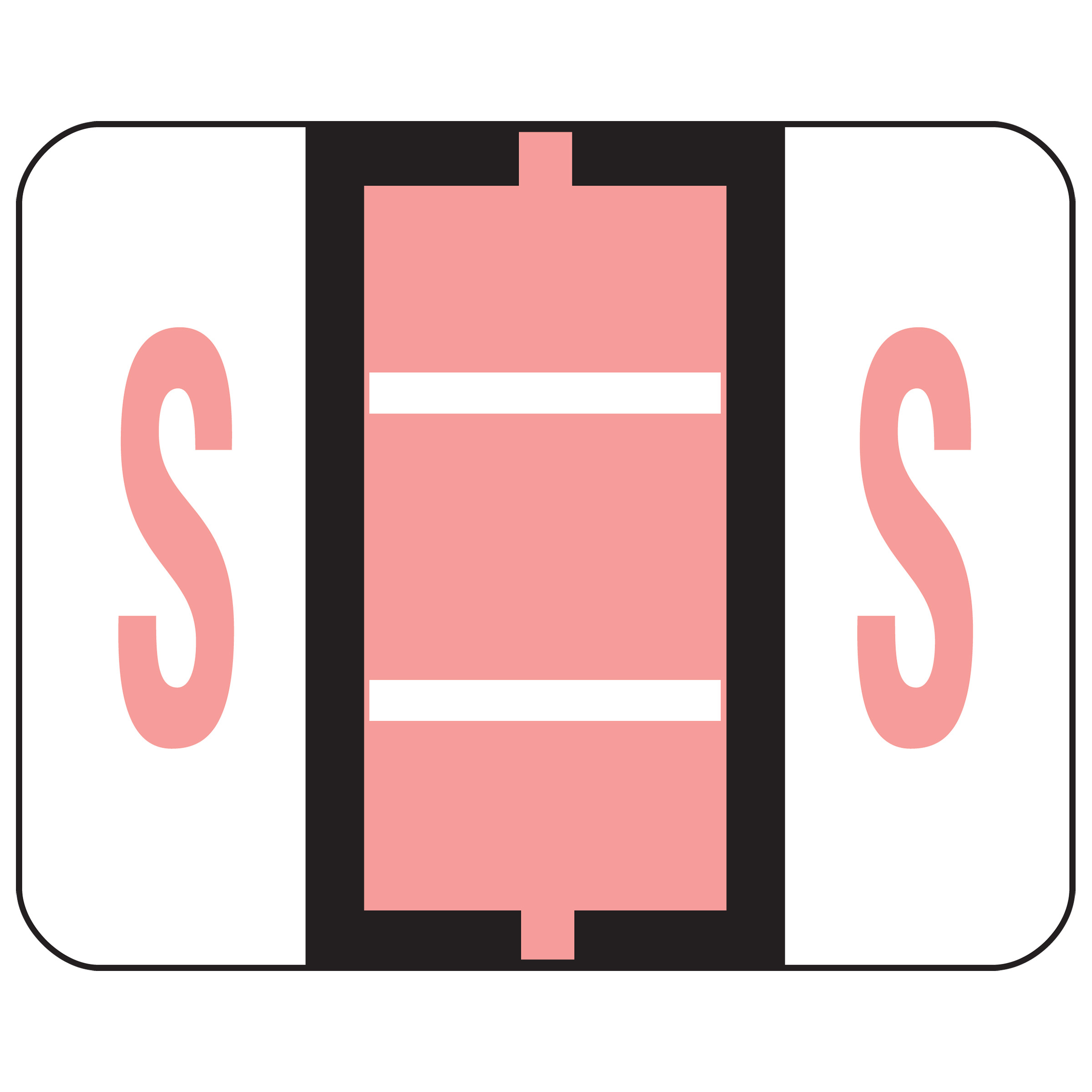 Smead 67089  BCCR Bar-Style Color-Coded Alphabetic Label, S, Label Roll, Pink, 500 labels per Roll, (67089)