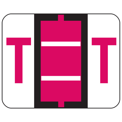 Smead 67090  BCCR Bar-Style Color-Coded Alphabetic Label, T, Label Roll, Red, 500 labels per Roll, (67090)