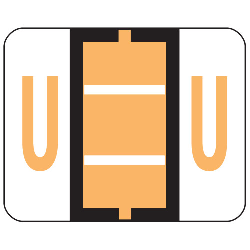Smead 67091  BCCR Bar-Style Color-Coded Alphabetic Label, U, Label Roll, Light Orange, 500 labels per Roll, (67091)