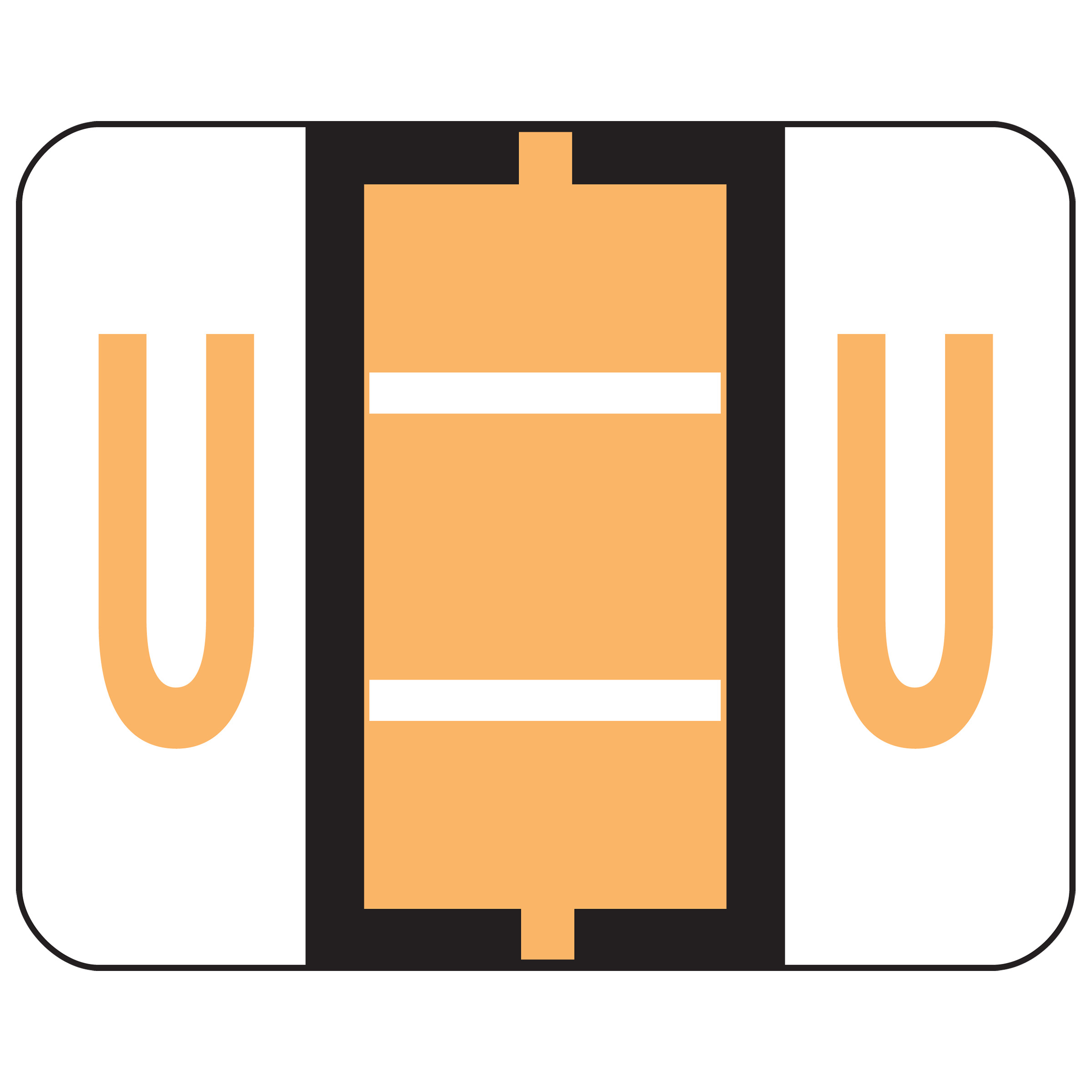 Smead 67091  BCCR Bar-Style Color-Coded Alphabetic Label, U, Label Roll, Light Orange, 500 labels per Roll, (67091)