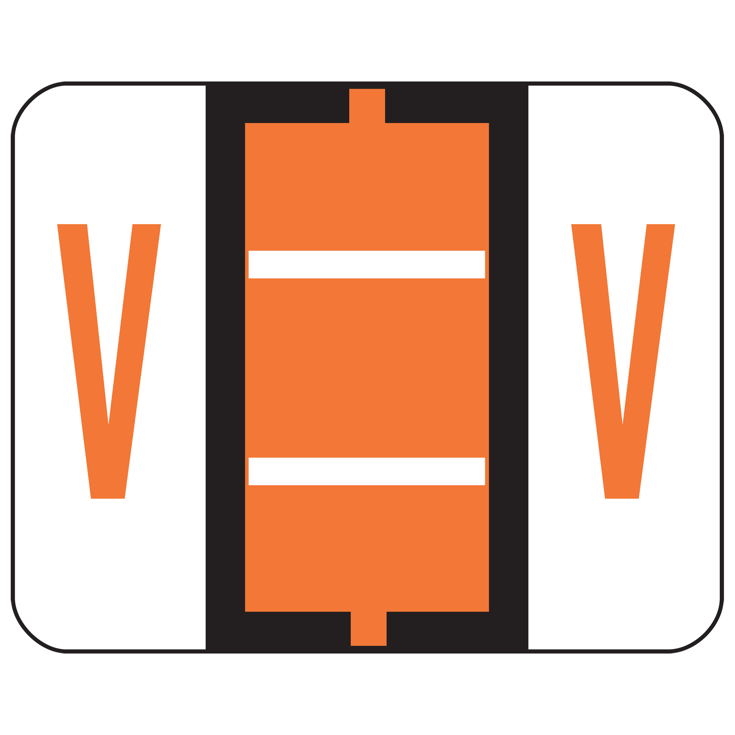 Smead 67092  BCCR Bar-Style Color-Coded Alphabetic Label, V, Label Roll, Dark Orange, 500 labels per Roll, (67092)