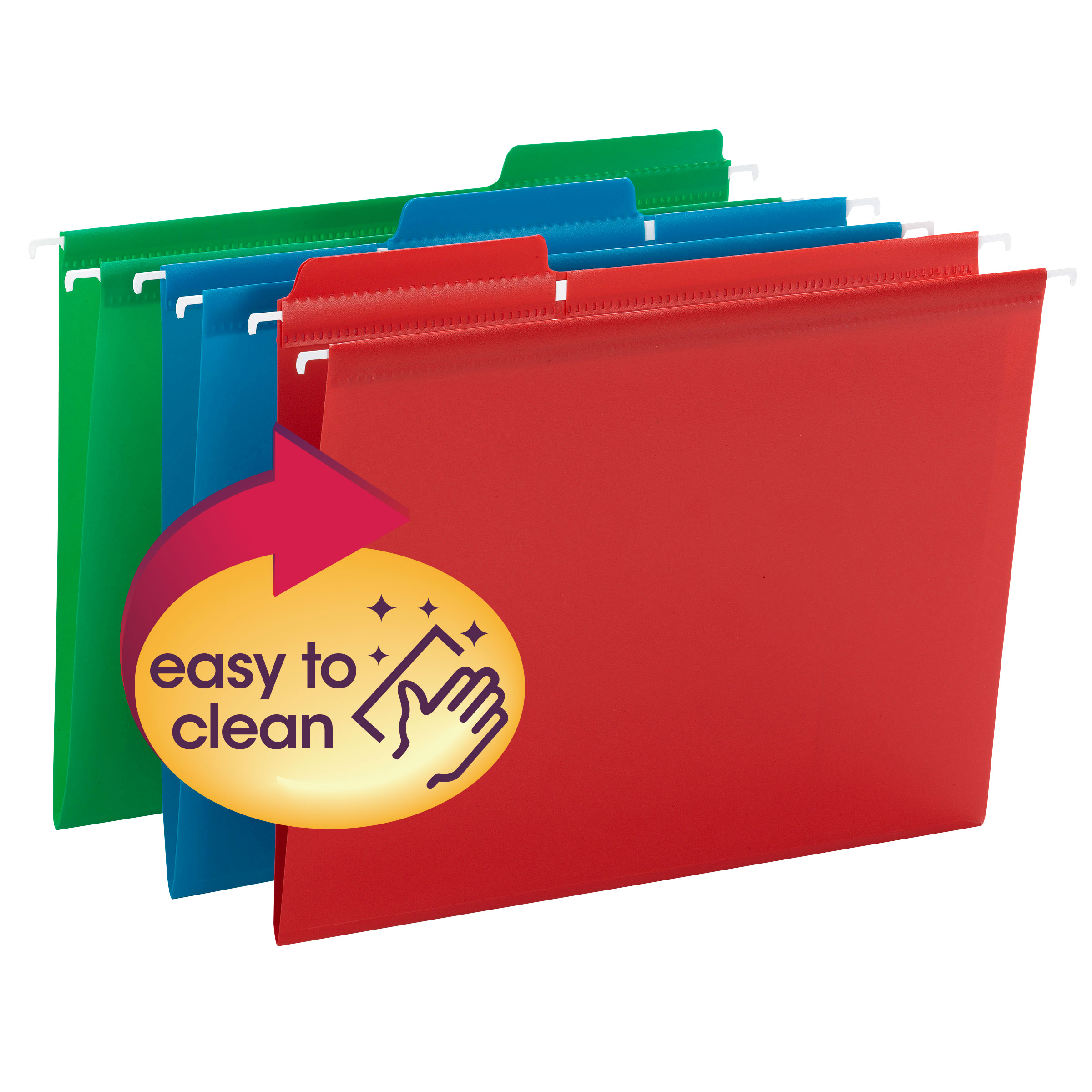 Smead 64028  Poly FasTab Hanging Folder, 1/3- Cut Tab, Letter Size, Assorted Colors, 18 per Box (64028)