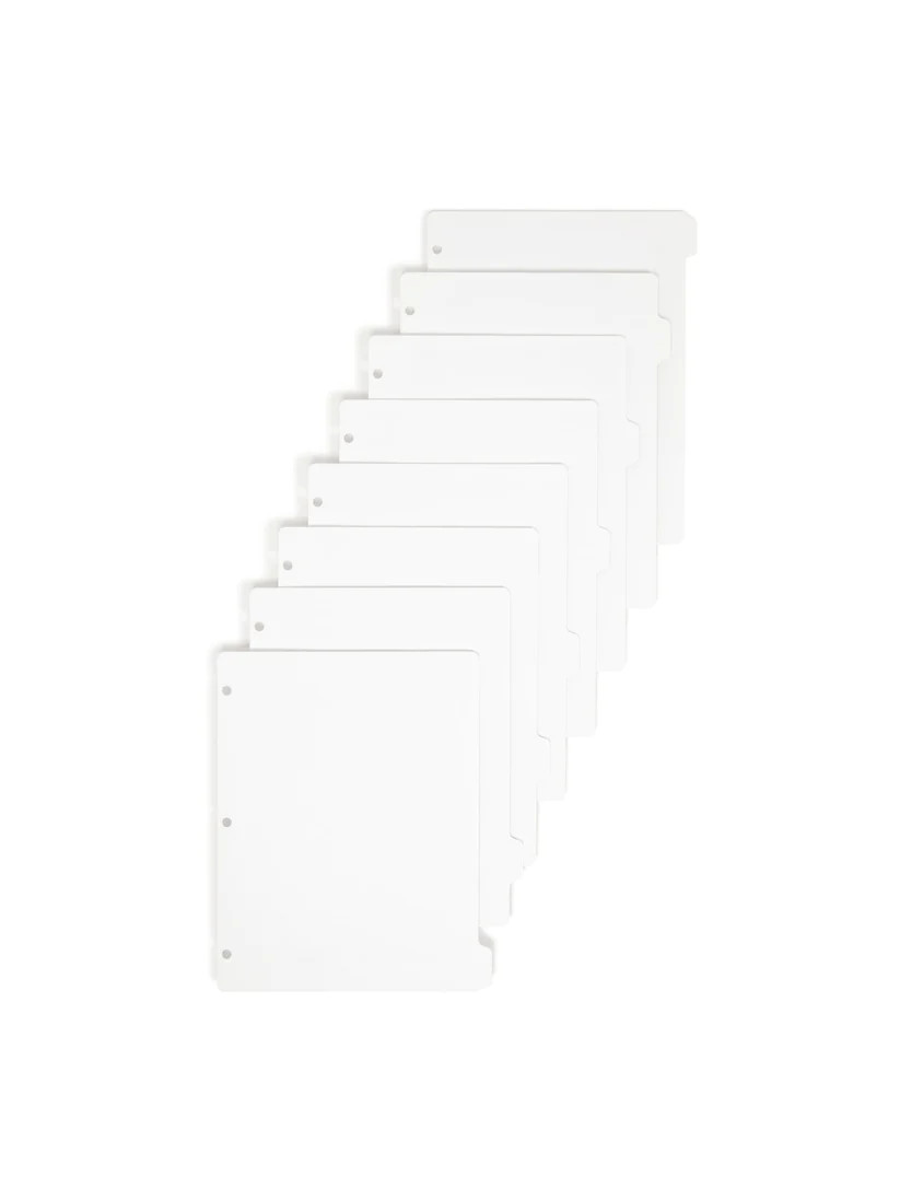 Three-Ring Binder Index Dividers -  18-Cut Tab - Letter Size -  White - 96 Dividers per Box (89418)