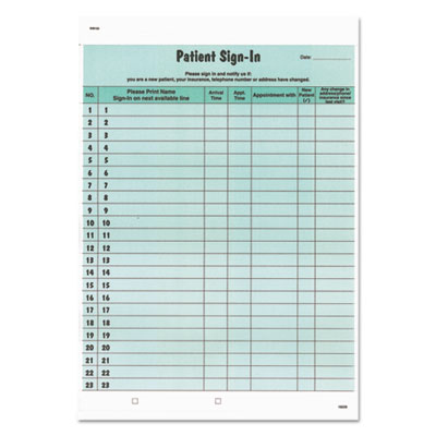 Tabbies 14532 - Patient Sign-In Label Forms, 8 1/2 X 11 5/8,  Green - 125 Sheets/pack