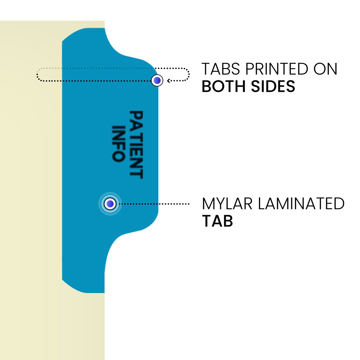 "Patient Information" Side Tab Index Chart Divider - Blue Tab in Position 1 - 100/Pack