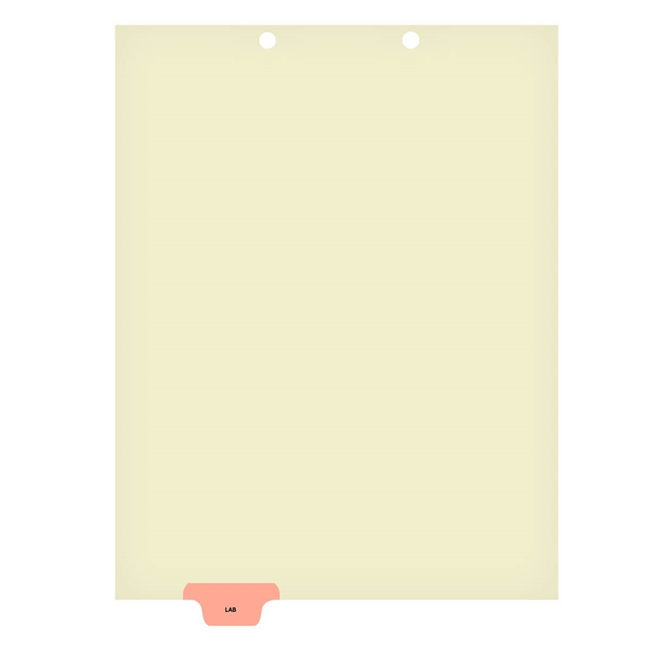 "Lab"  Bottom Tab Index Chart Divider - Pink Tab in Position 3 - 100/Pack