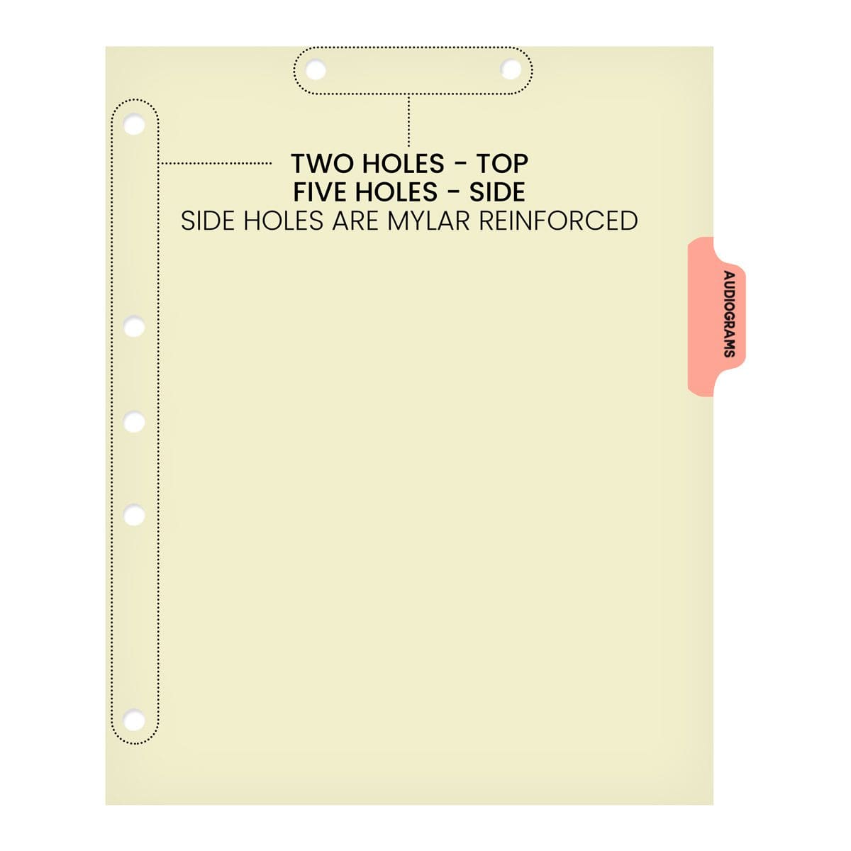 "Augiograms" Side Tab 110 lb Manila Index Chart Divider-Audiograms - Pink Tab Position 3 - 100/pk