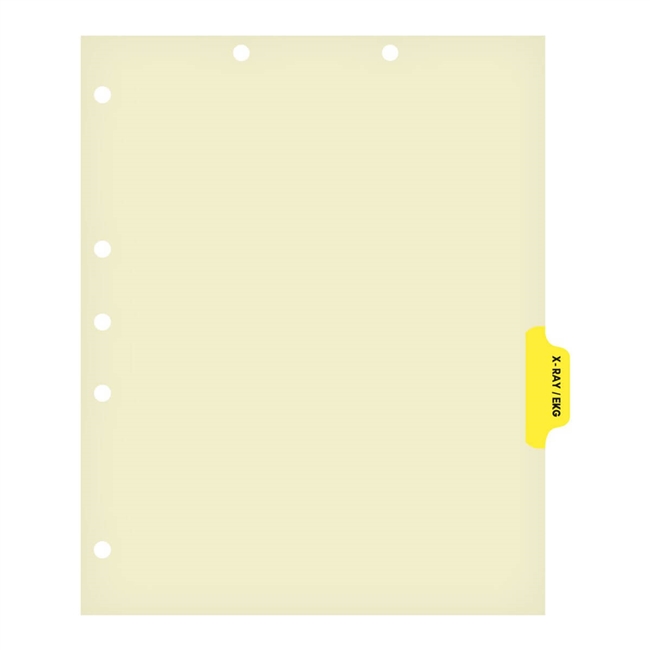 "X-Ray/EKG" Side Tab 110 lb Manila Index Chart Divider-X-Ray/Ekg - Yellow Tab Postion 4 - 100/pk