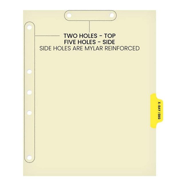 "X-Ray/EKG" Side Tab 110 lb Manila Index Chart Divider-X-Ray/Ekg - Yellow Tab Postion 4 - 100/pk