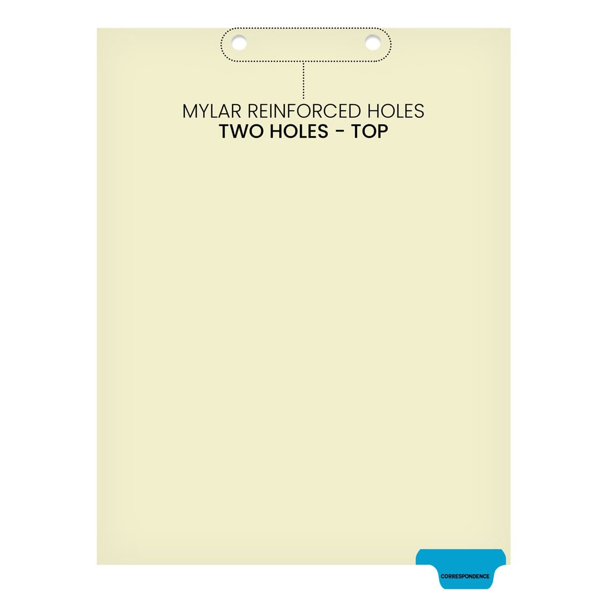 "Correspondence" Bottom Tab Index Chart Divider - Blue Tab in Position 6 - 100/pk