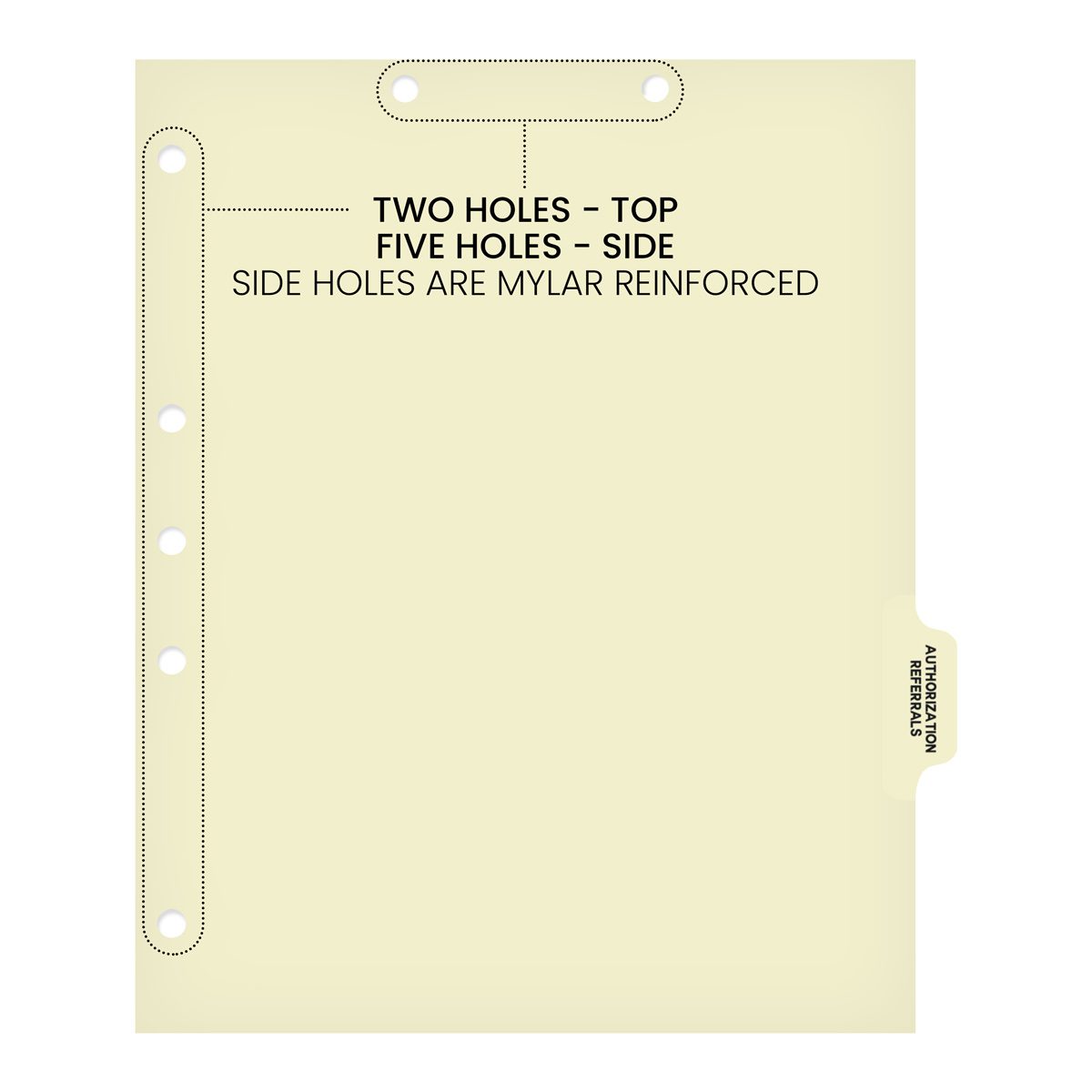 "Authorization/Referrals" Side Tab Index Divider - 125# Manila - Clear Tab Position 5 - 100/pk