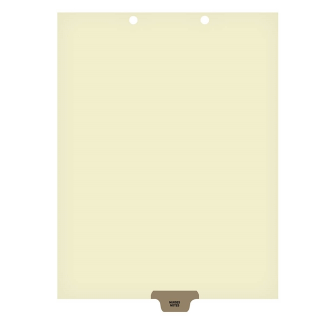 "Nurse Notes" - Index Chart Divider-  Bottom Tab in Position 4 - Grey Colored Tab - 100/Package