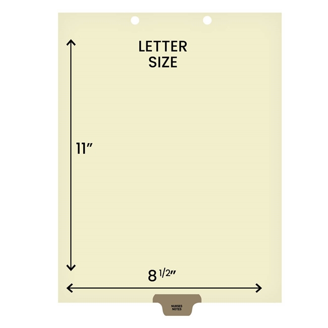 "Nurse Notes" - Index Chart Divider-  Bottom Tab in Position 4 - Grey Colored Tab - 100/Package