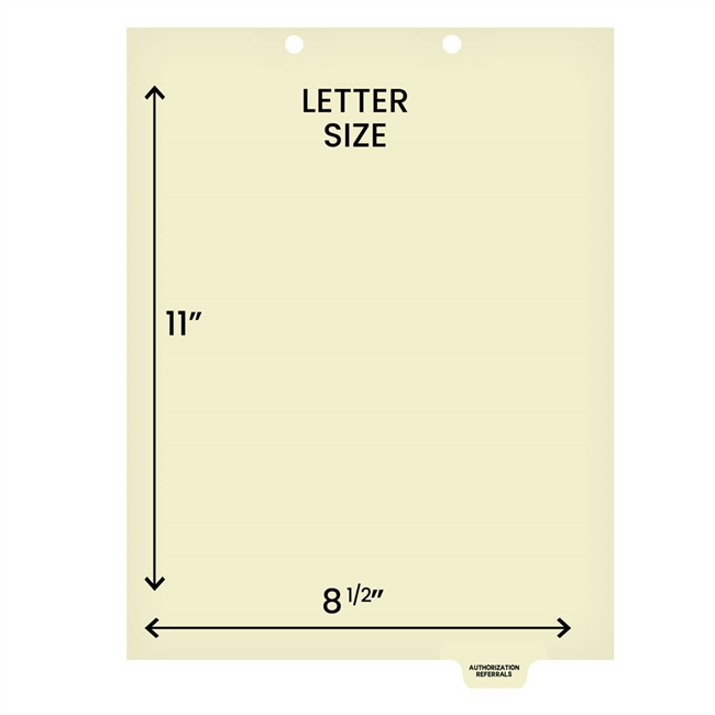 "Authorizations/Referrals - Index Chart Divider-  Bottom Tab in Position 5 - Clear Colored Tab - 100/Package