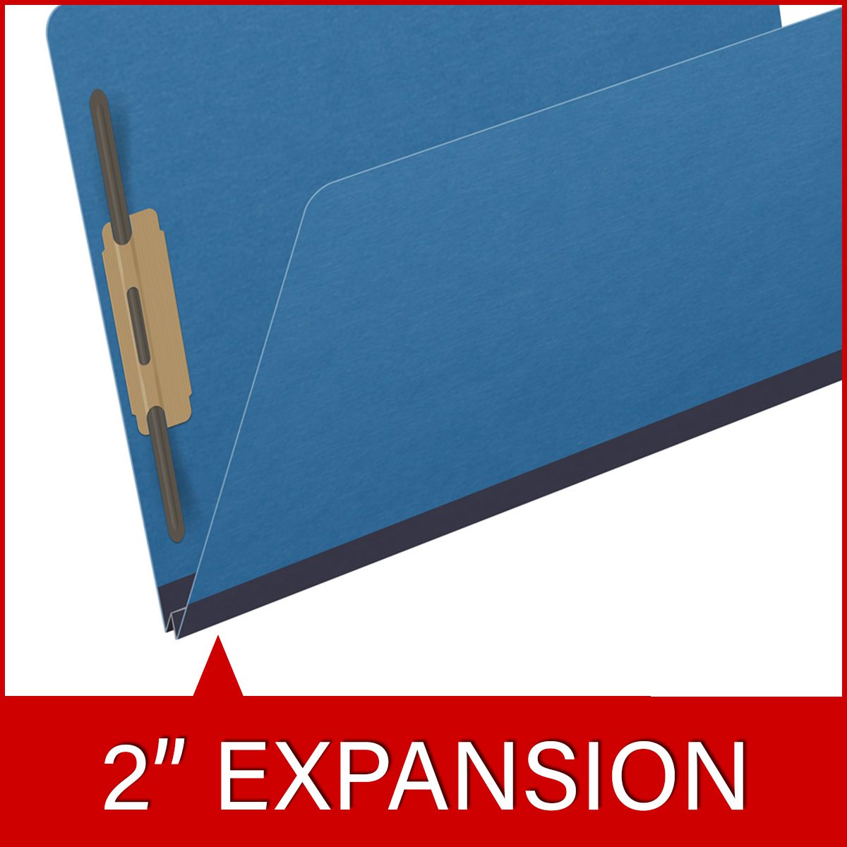 Top Tab Type III Pressboard Folder  - Legal Size - 2" Expansion - Fasteners in Positions 1 & 3 - Box of 25 - Color = Royal Blue