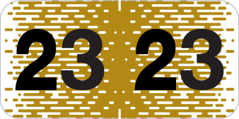 Control-O-Fax 2023 Yearband Label -GOLD - Laminated - 3/4" H x 1-1/2" W - 500/Roll