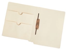 Folder: 14 Pt. End Tab Manila Folder with Double Pocket left inside panel and 1 Fastener in Position 5 - Box of 50