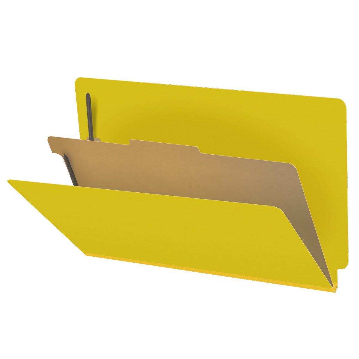 End Tab Type III Pressboard Folder - 1 Kraft divider - Legal Size - Tyvek 2" Expansion - Yellow- 10/Box