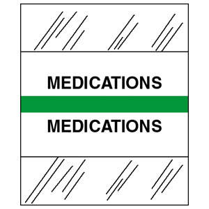 "Medications" Chart Divider Tabs - 1/2" H x 1-1/4" W - Light Green - 100/Pack