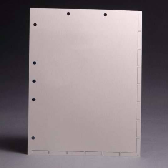 Chart Divider Sheets for Stick-On Tabs - 8-1/2" W x 11" H Letter Size - White - 100/Box